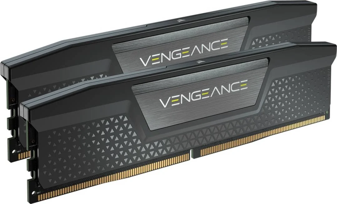 حافظه رم کرسیر Vengeance با ظرفیت 64 گیگابایت (2x32GB) DDR5، سرعت 6000 مگاهرتز، تاخیر تست شده C40، پروفایل عملکرد Intel XMP 3.0، فرمت DIMM، 288 پین، ولتاژ 1.25 ولت، مشکی | CMK64GX5M2B6000C40