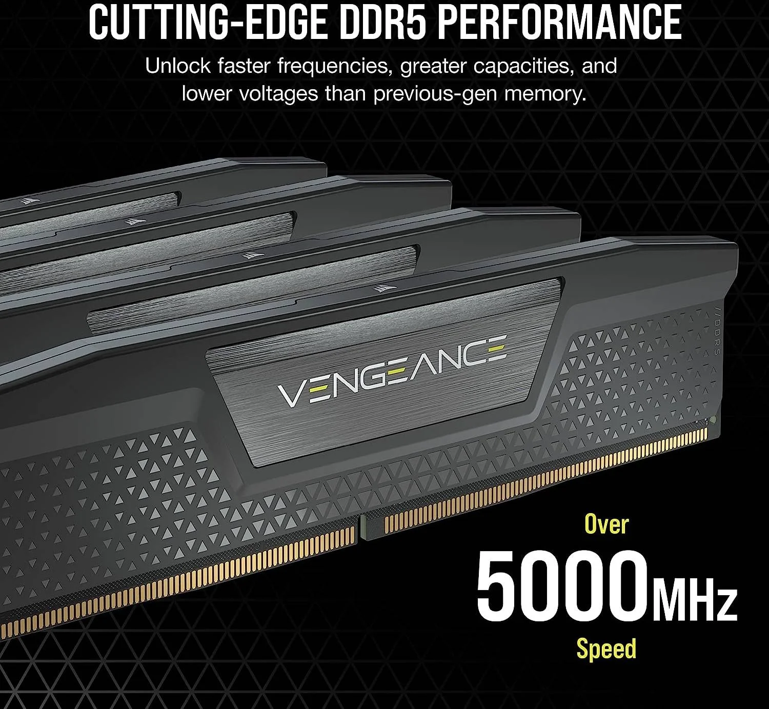 کیت حافظه رم 64 گیگابایتی (4x16 گیگابایتی) DDR5 کرسیر VENGEANCE، سرعت تست شده 6600 مگاهرتز، تاخیر CAS 32-39-39-76، کیت چهار کاناله، چیپست Intel XMP 3.0، ولتاژ 1.40، مشکی | CMK64GX5M4B6600C32