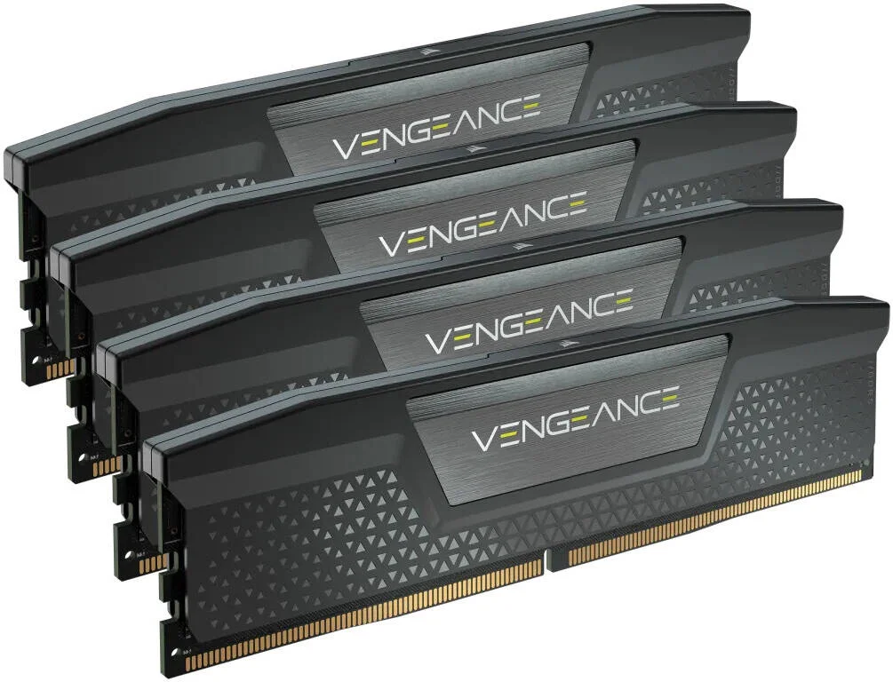 کیت حافظه رم 96 گیگابایتی (4x24 گیگابایت) DDR5 کرسیر VENGEANCE، سرعت تست شده 6000 مگاهرتز، تاخیر CAS 30-36-36-76، کیت چهار کاناله، چیپست Intel XMP 3.0، ولتاژ 1.25، مشکی | CMK96GX5M4B6000C30