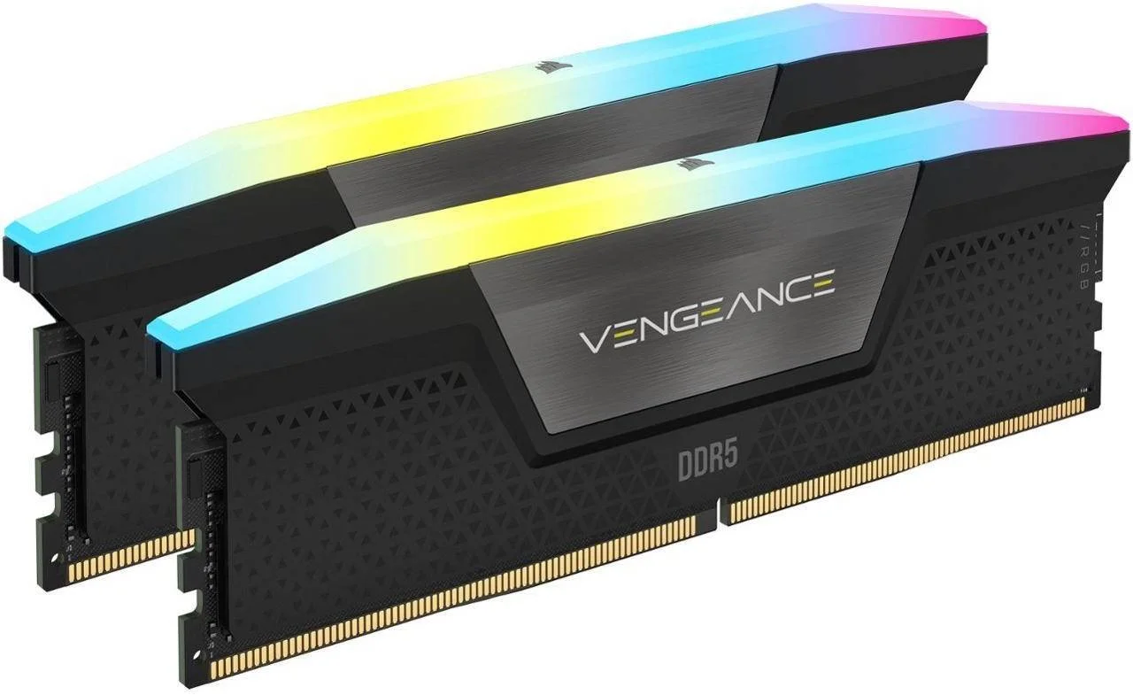 کیت حافظه دسکتاپ دو کاناله 32 گیگابایتی (2x16GB) CORSAIR VENGEANCE RGB DDR5 288-Pin، سرعت تست شده 6800 مگاهرتز، تاخیر 40-50-50-110، چیپست Intel XMP 3.0، PMIC اورکلاک | CMH32GX5M2B6800C40 کیت حافظه دسکتاپ دو کاناله 32 گیگابایتی (2x16GB) CORSAIR VENGEANCE RGB DDR5 288-Pin، سرعت تست شده 6800 مگاهرتز، تاخیر 40-50-50-110، چیپست Intel XMP 3.0، PMIC اورکلاک | CMH32GX5M2B6800C40