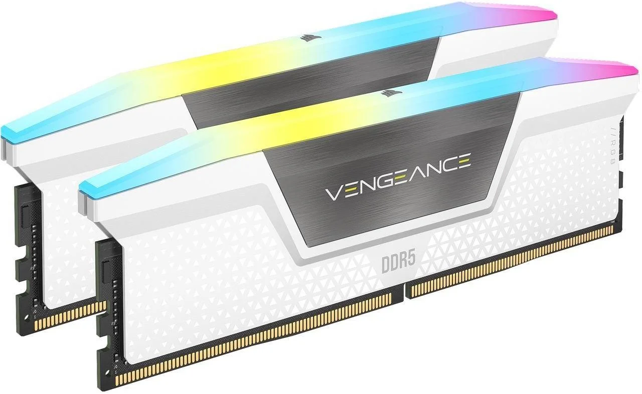 کیت حافظه دسکتاپ 32 گیگابایتی (2x16GB) DDR5 کرسیر VENGEANCE RGB، سرعت حافظه 6400 مگاهرتز، تاخیر CAS 32-40-40-84، Intel XMP 3.0، ولتاژ 1.40، 288 پین، RGB چند منطقه ای پویا، سفید | CMH32GX5M2B6400C32W کیت حافظه دسکتاپ 32 گیگابایتی (2x16GB) DDR5 کرسیر VENGEANCE RGB، سرعت حافظه 6400 مگاهرتز، تاخیر CAS 32-40-40-84، Intel XMP 3.0، ولتاژ 1.40، 288 پین، RGB چند منطقه ای پویا، سفید | CMH32GX5M2B6400C32W