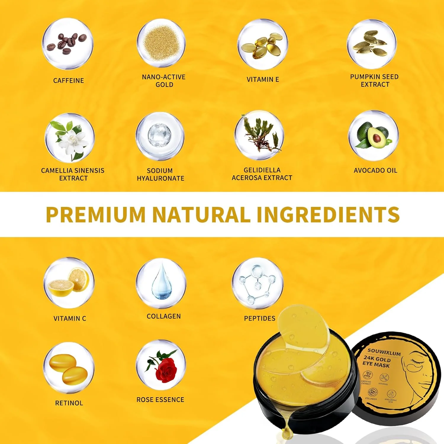 پد زیر چشم برای پف چشم 70 عددی، ماسک چشم طلای 24 عیار برای سیاهی و پف زیر چشم، پد زیر چشم مراقبت از پوست، پدهای ژلی چشم، پد چشم برای چروک، درمان پف زیر چشم برای زنان و مردان