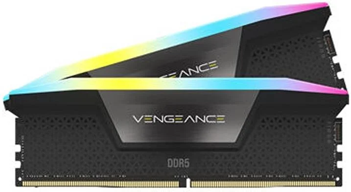 کیت حافظه دسکتاپ 32 گیگابایتی DDR5 کرسیر Vengeance RGB، سرعت 5600 مگاهرتز، زمان تاخیر 36-36-36-76، ولتاژ 1.35، PMIC اورکلاک، سازگاری با سری 600 اینتل، مشکی | CMH32GX5M2B5600C36K