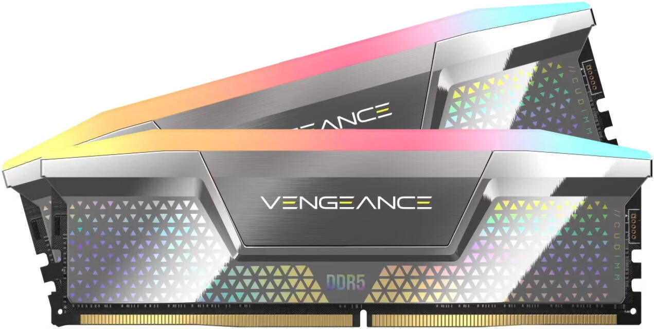کیت حافظه دسکتاپ 48 گیگابایتی (2x24 گیگابایت) CORSAIR VENGEANCE RGB DDR5 CUDIMM، سرعت حافظه 8000MT/s، تاخیر CAS 38-50-50-128، پروفایل Intel XMP 3.0، مشکی | CMHC48GX5M2X8000C38