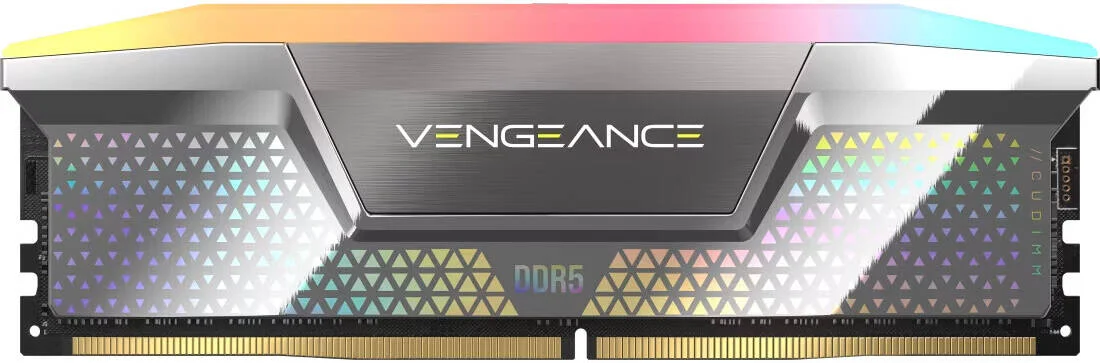 کیت حافظه دسکتاپ 48 گیگابایتی (2x24 گیگابایت) CORSAIR VENGEANCE RGB DDR5 CUDIMM، سرعت حافظه 8000MT/s، تاخیر CAS 38-50-50-128، پروفایل Intel XMP 3.0، مشکی | CMHC48GX5M2X8000C38