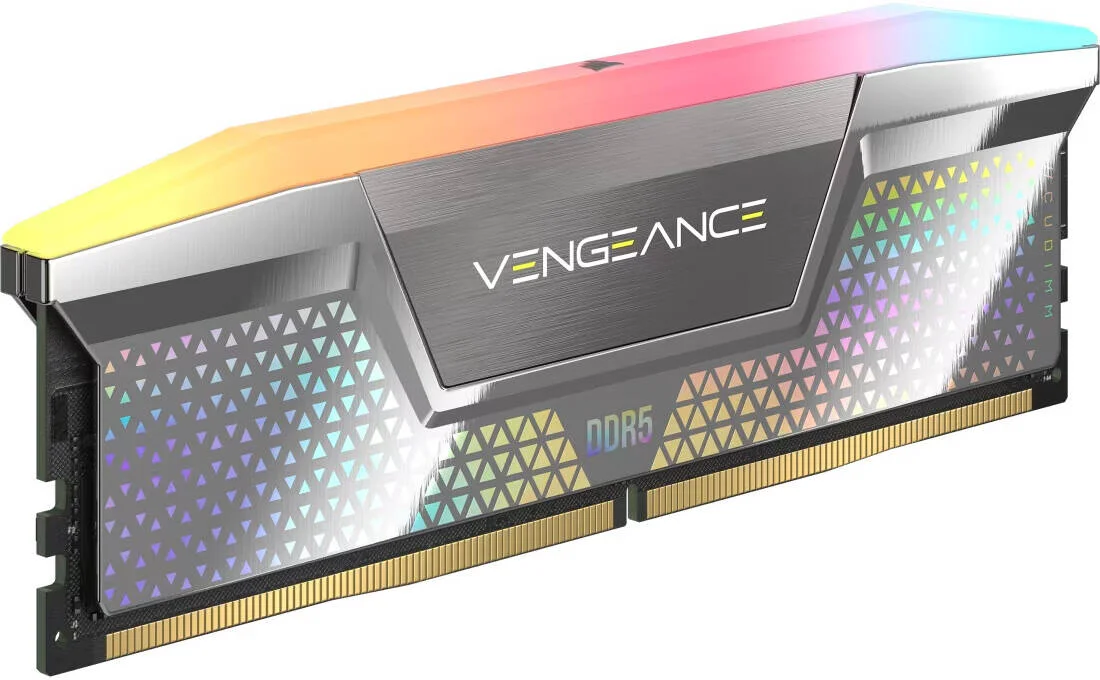 کیت حافظه دسکتاپ 48 گیگابایتی (2x24 گیگابایت) CORSAIR VENGEANCE RGB DDR5 CUDIMM، سرعت حافظه 8000MT/s، تاخیر CAS 38-50-50-128، پروفایل Intel XMP 3.0، مشکی | CMHC48GX5M2X8000C38