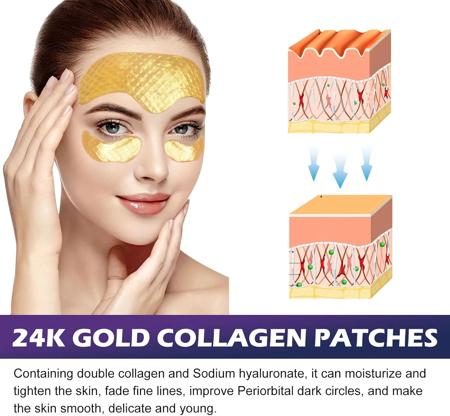 پک دو عددی پچ ضد چروک زیر چشم و پیشانی، برای خطوط پیشانی، پف زیر چشم، سیاهی دور چشم و احیا، حاوی کلاژن، هیالورونیک اسید و عصاره کاملیا