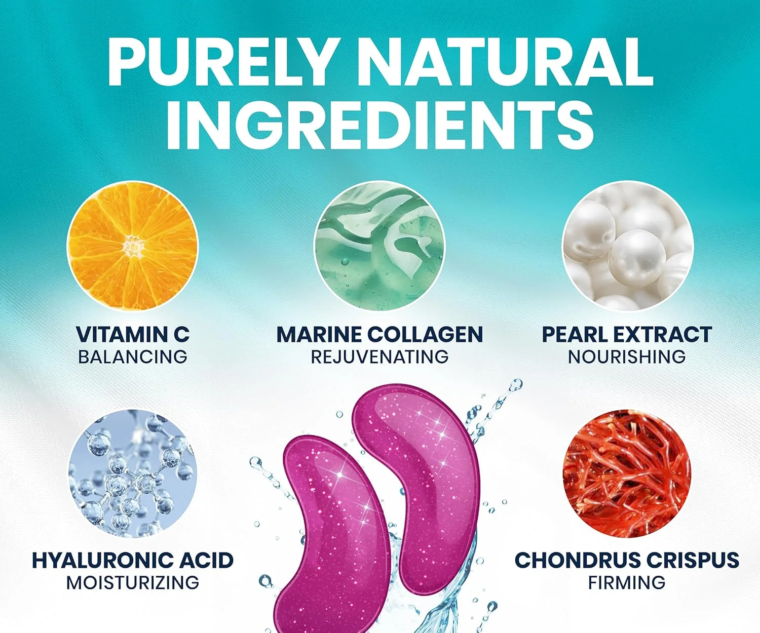 پدهای زیر چشم استایلیا برای پف و تیرگی دور چشم (30 جفت)، ماسک زیر چشم کلاژن دریایی با ویتامین C، اسید هیالورونیک، عصاره مروارید، ماسک چشم برای تیرگی و پف