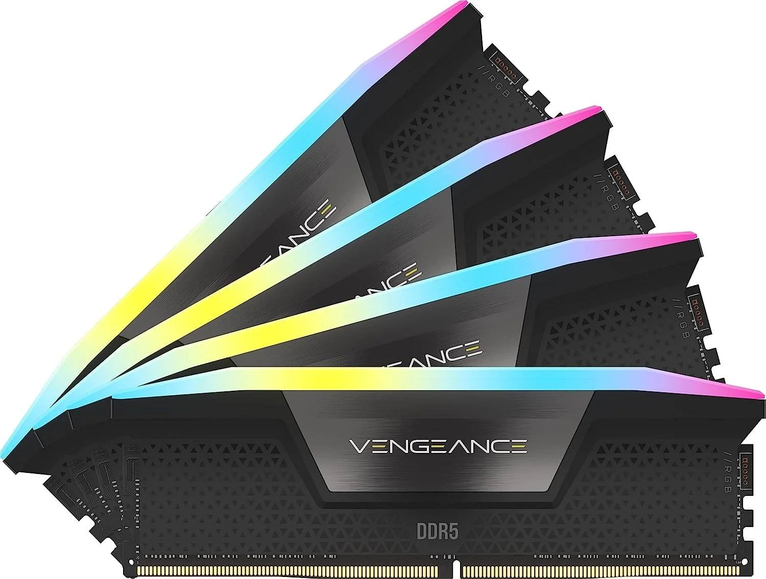 کیت حافظه رم 64 گیگابایتی (4x16GB) DDR5 کرسیر VENGEANCE RGB، سرعت تست شده 6600 مگاهرتز، تاخیر CAS 32-39-39-76، کیت چهار کاناله، چیپست Intel XMP 3.0، ولتاژ 1.4، مشکی | CMH64GX5M4B6600C32