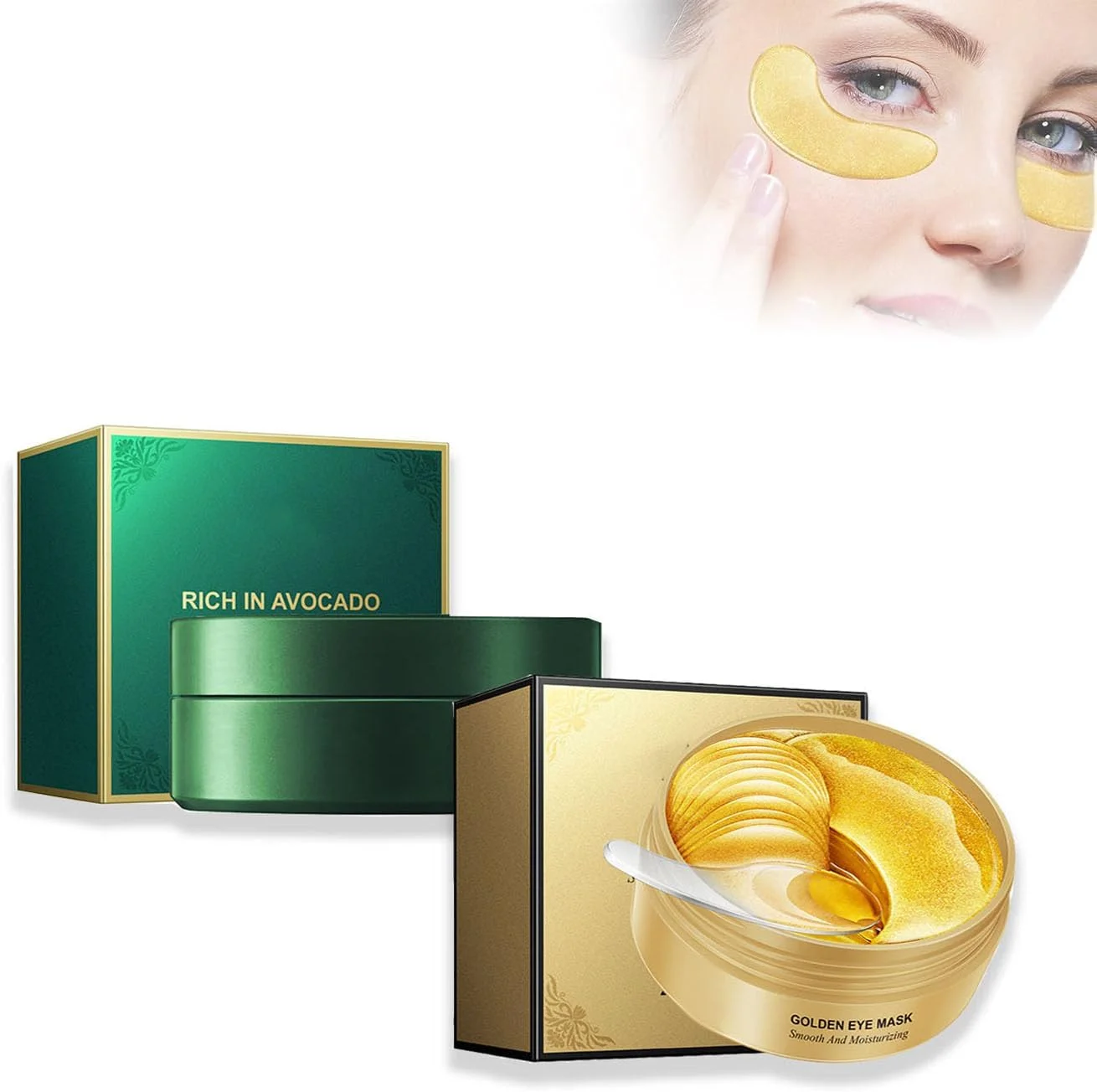 پد زیر چشم، بسته 2 عددی، ماسک زیر چشم برای پف و چروک، ضد پیری، رفع تیرگی و سفت کننده پوست دور چشم، مناسب برای آقایان و بانوان، 120 عدد - طلایی و سبز