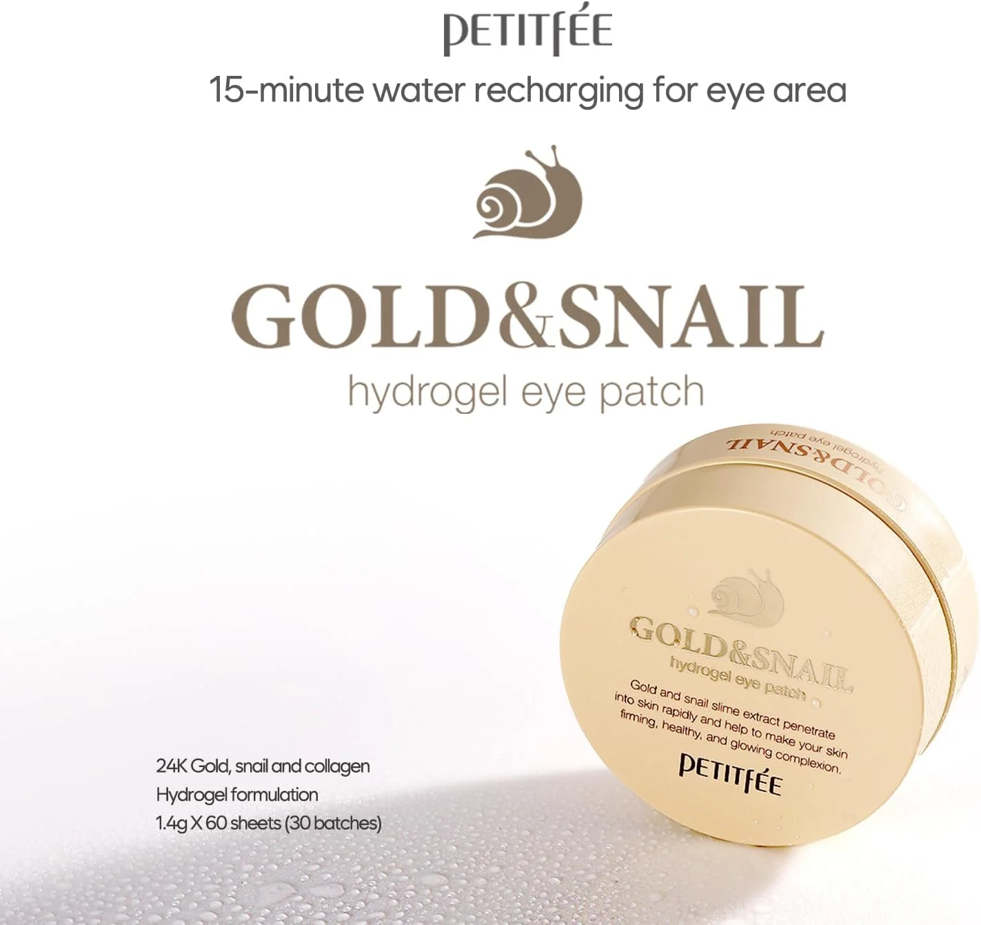 پچ دور چشم هیدروژل طلا و حلزون پتیتفی، 60 عدد پچ 1.4 گرمی