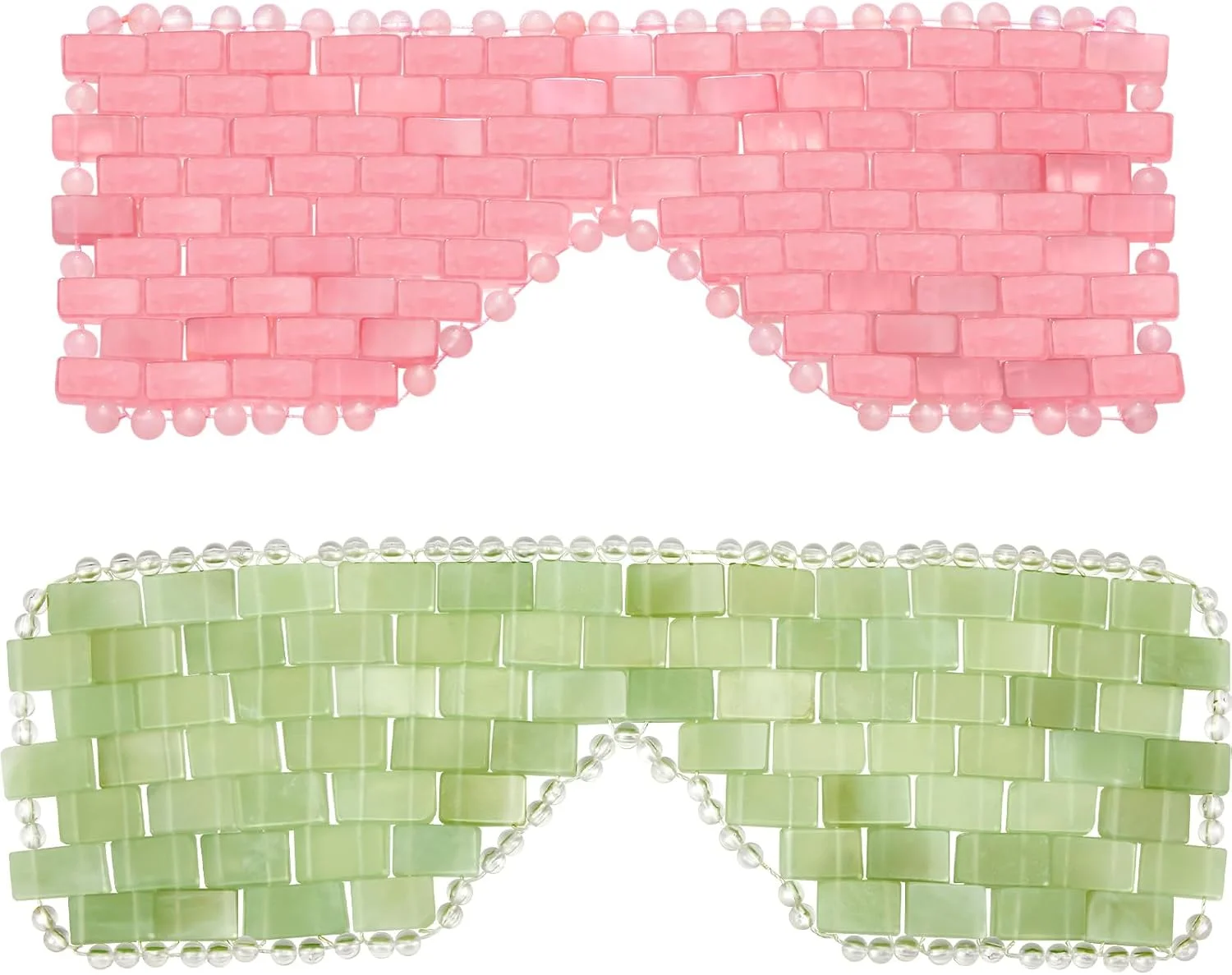 ماسک چشم یشمی 2 عددی و ماسک خواب کریستالی رز کوارتز، ماسک چشم خنک کننده برای پف کردگی، ماسک چشم سنگ یشم سبز روشن برای کاهش پف کردگی، ماساژ، رفع چین و چروک، تسکین میگرن، مدیتیشن، زیبایی