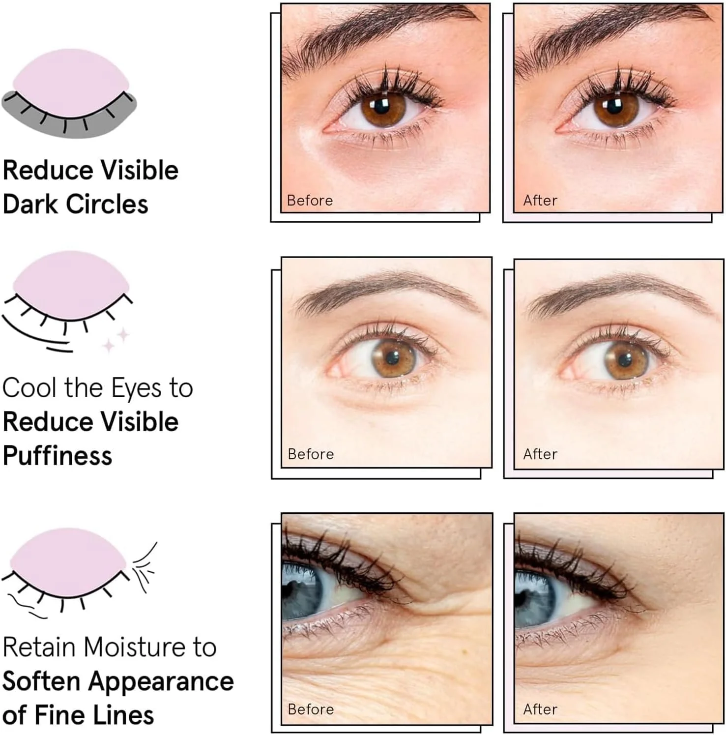 ۲۴ جفت ماسک زیر چشم مرطوب کننده، پچ های ژلی زیر چشم برای حلقه های تیره، پف کردگی چشم، کیسه ها و چین و چروک، وگان بدون تست حیوانی، بهترین هدیه برای زنان (صورتی)