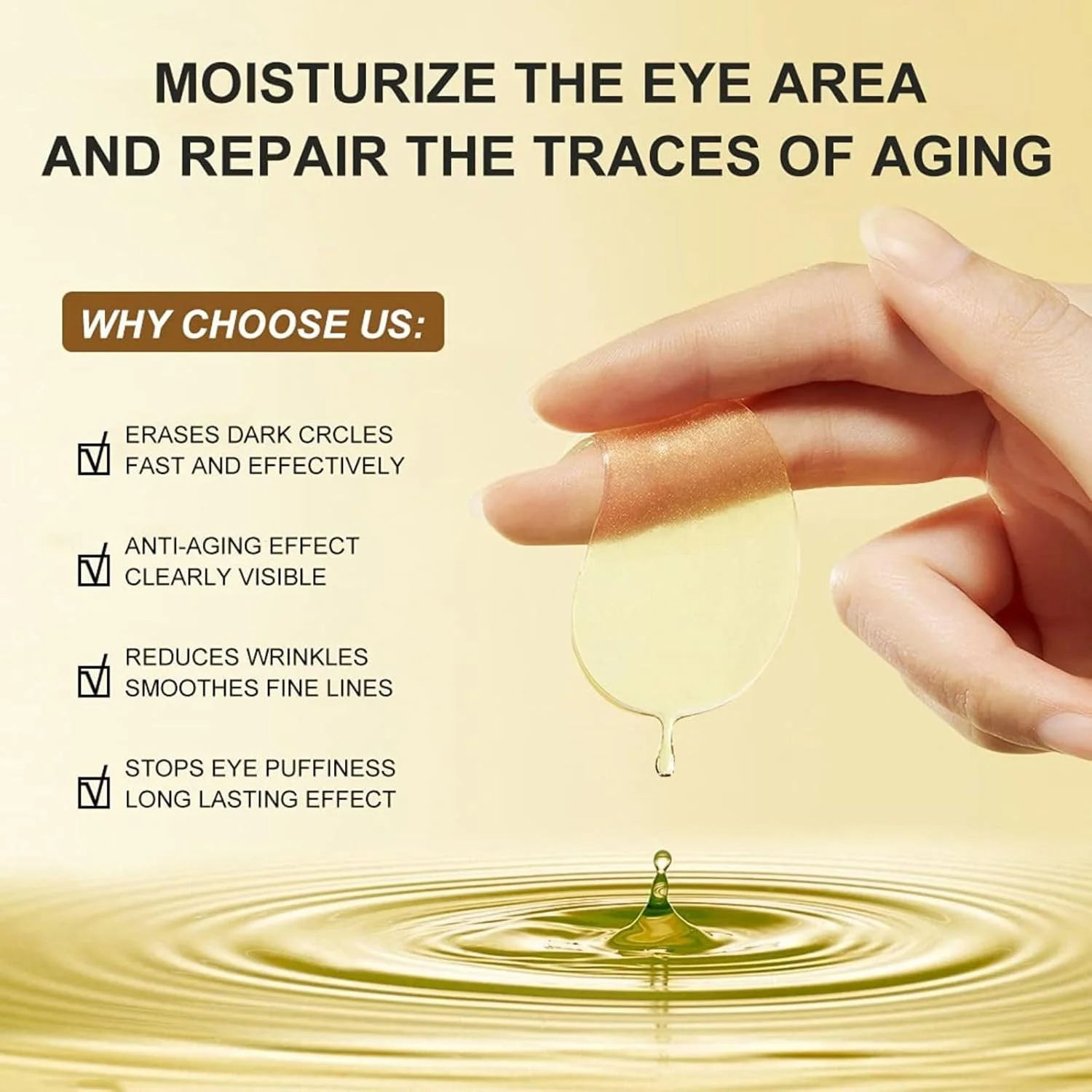 پد زیر چشم کلاژن طلای 24 عیار (30 جفت / 60 عدد) - ماسک چشم مرطوب کننده و سفت کننده برای حلقه های تیره، پف زیر چشم، چین و چروک و خطوط ریز | پدهای آبرسان چشم برای پوستی روشن و صاف