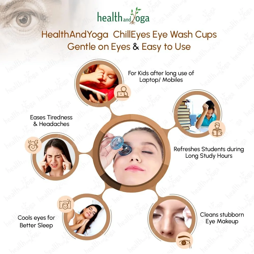 فنجان شستشوی چشم SoulGenie ChillEyes برای پاکسازی موثر چشم - با محفظه نگهداری - لبه به شکل چشم، تناسب کامل (2 عدد) (آبی)