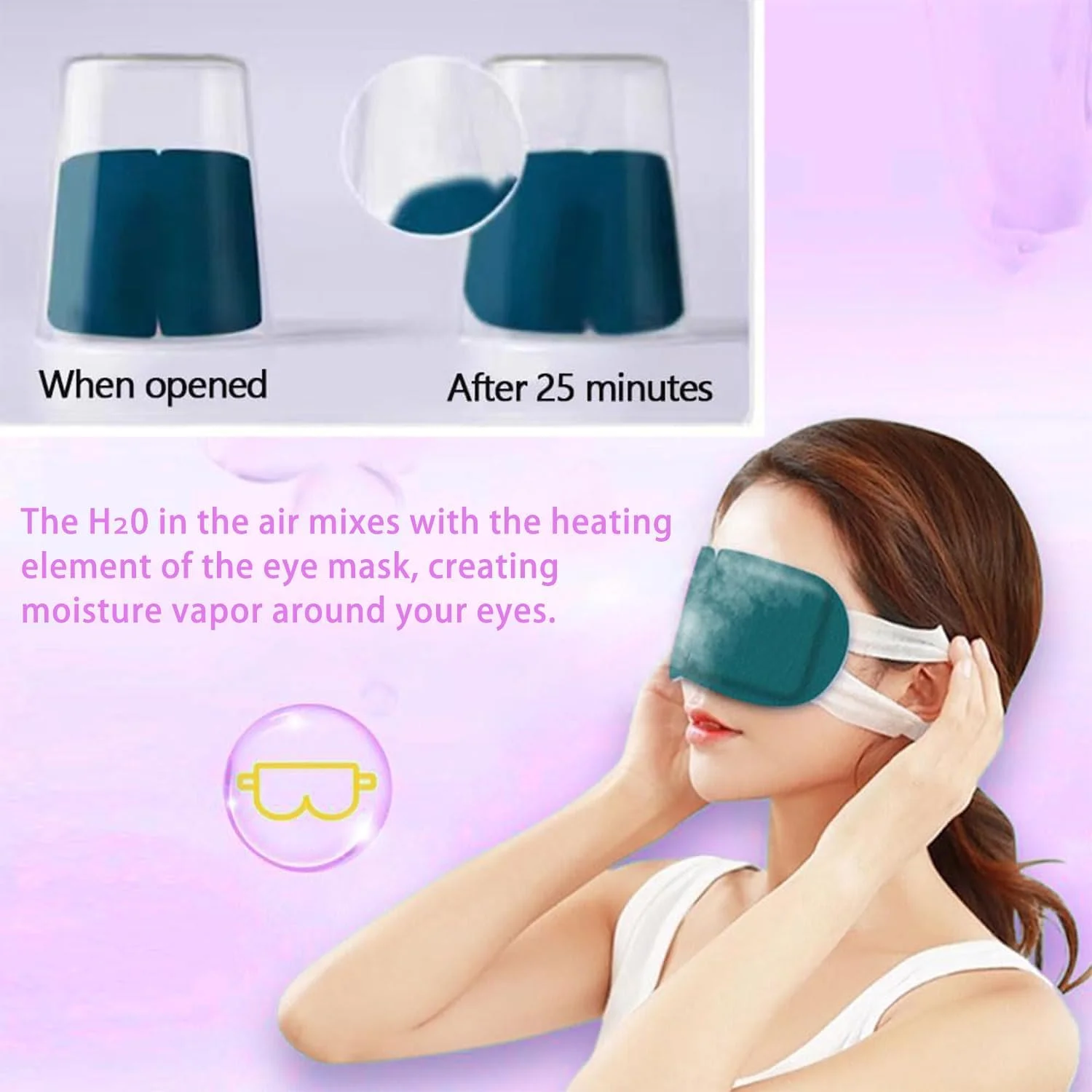 ماسک چشم بخار برای خشکی چشم و بهبود خواب، 12 عدد ماسک چشم گرم کننده خودکار لوتئین، ماسک خواب گرم یکبار مصرف با کمپرس گرم 42 درجه سانتیگراد برای تسکین خستگی چشم