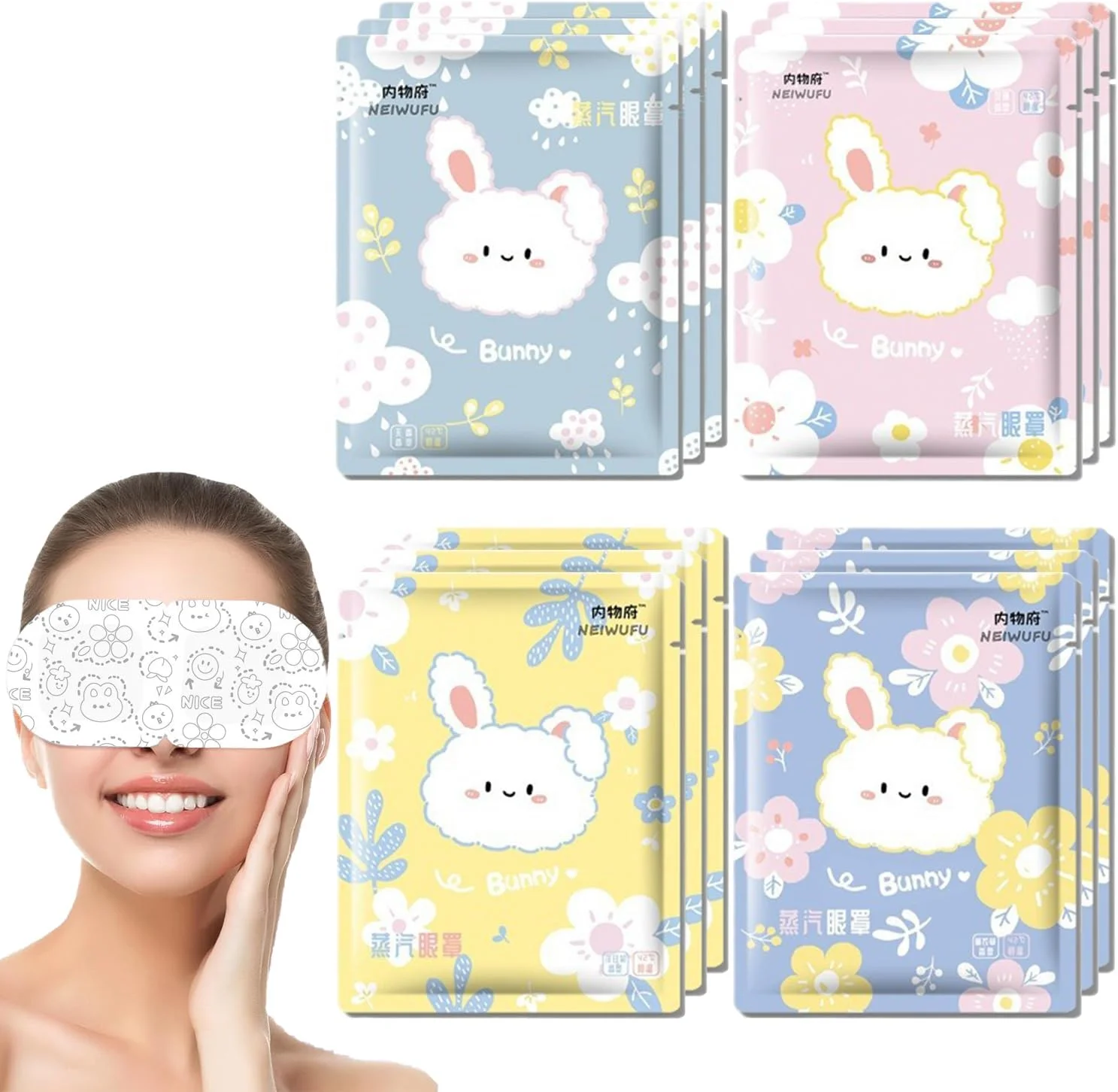 ماسک چشم بخار برای خشکی چشم و بهبود خواب، 12 عدد ماسک چشم خود گرم شونده با رایحه اسطوخودوس، رز، بابونه و بدون عطر، کمپرس گرم 42 درجه سانتیگراد برای تسکین خستگی چشم