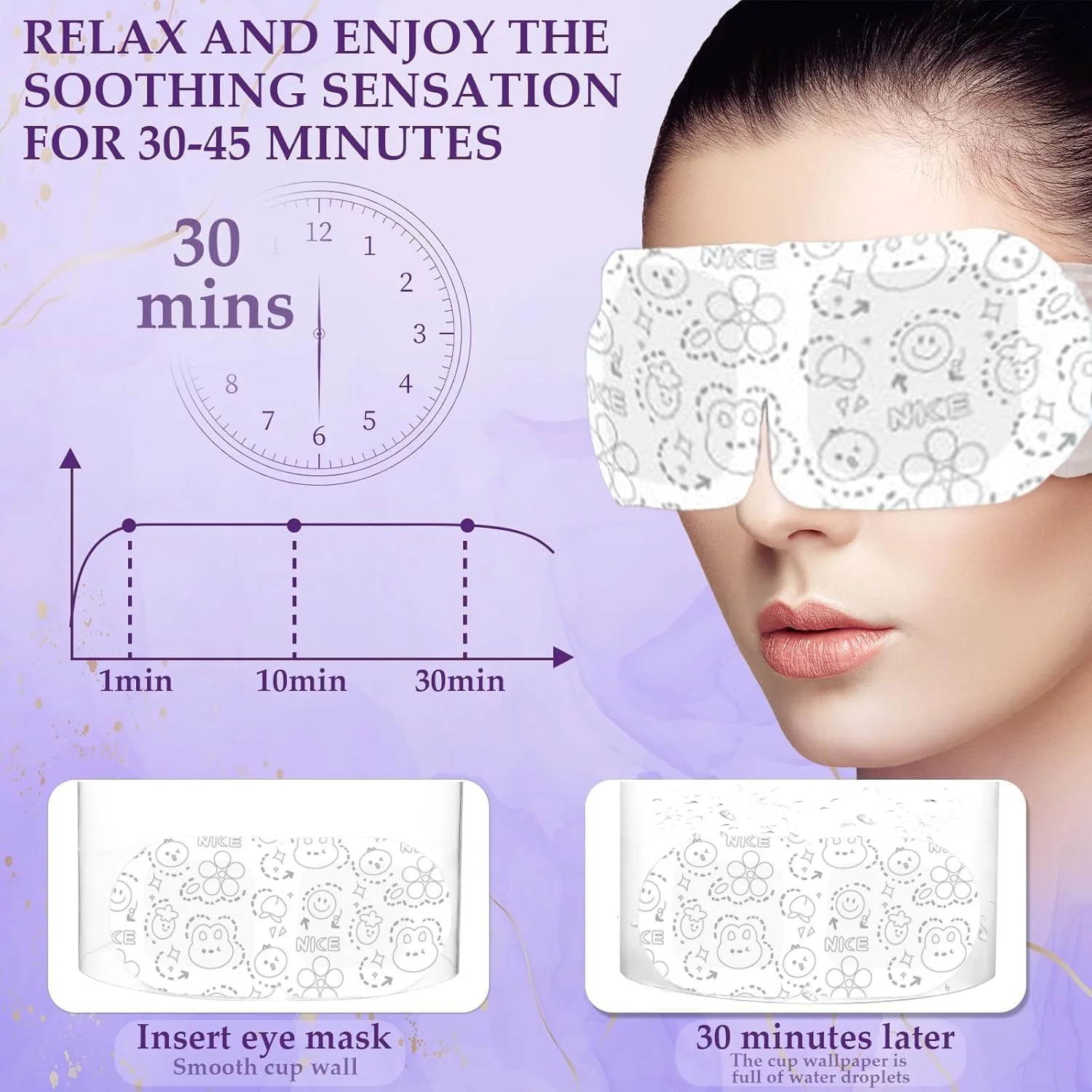 ماسک چشم بخار برای خشکی چشم و بهبود خواب، 12 عدد ماسک چشم خود گرم شونده با رایحه اسطوخودوس، رز، بابونه و بدون عطر، کمپرس گرم 42 درجه سانتیگراد برای تسکین خستگی چشم