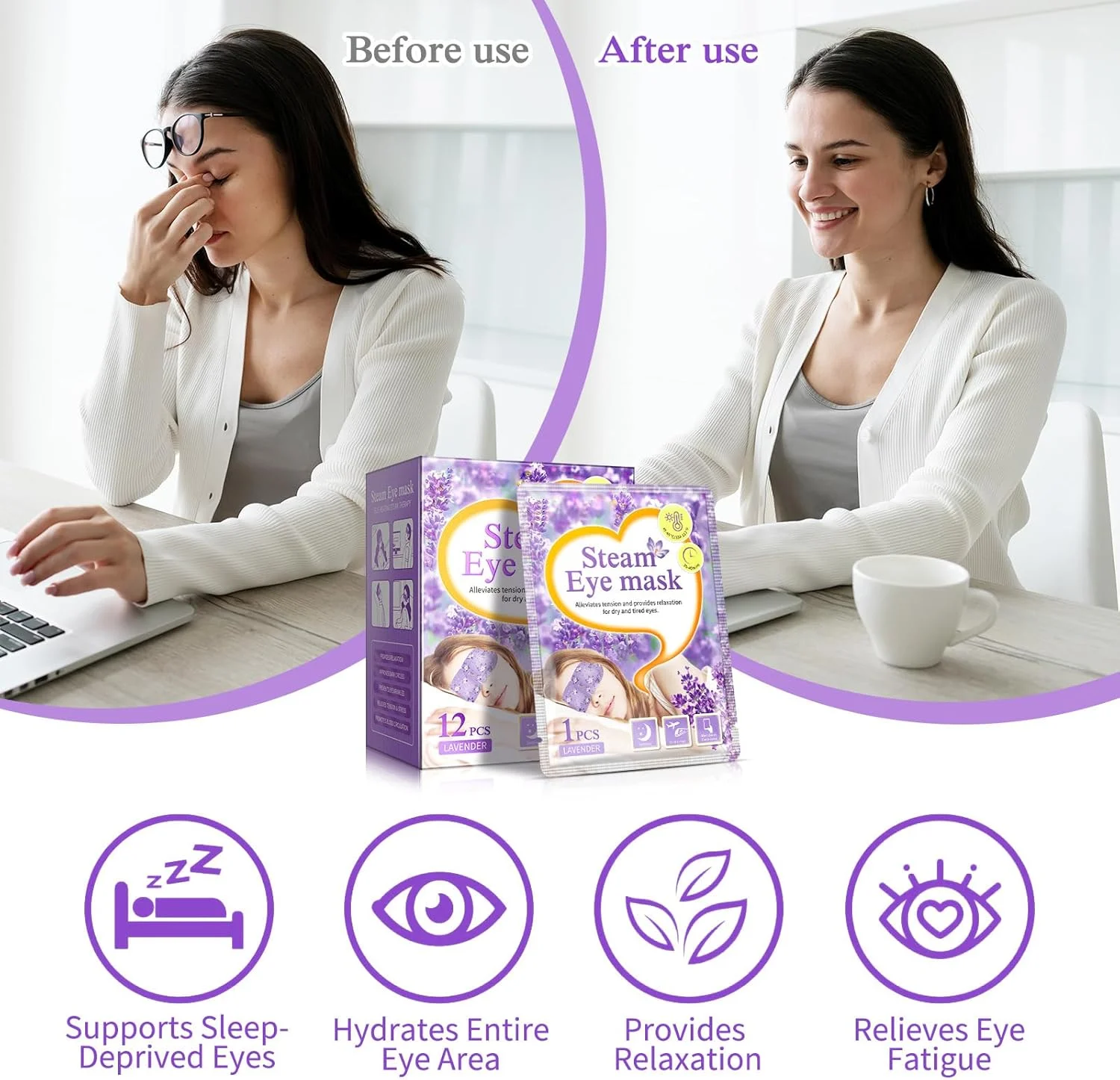 آوین، ۱۲ عدد ماسک چشم بخار، ماسک چشم گرم خود گرم شونده، ماسک کمپرس گرم اسطوخودوس یکبار مصرف برای چشم، کمپرس گرم برای رفع خستگی و پف چشم، مناسب برای خانه، خواب، اسپا، ملزومات سفر آوین، ۱۲ عدد ماسک چشم بخار، ماسک چشم گرم خود گرم شونده، ماسک کمپرس گرم اسطوخودوس یکبار مصرف برای چشم، کمپرس گرم برای رفع خستگی و پف چشم، مناسب برای خانه، خواب، اسپا، ملزومات سفر