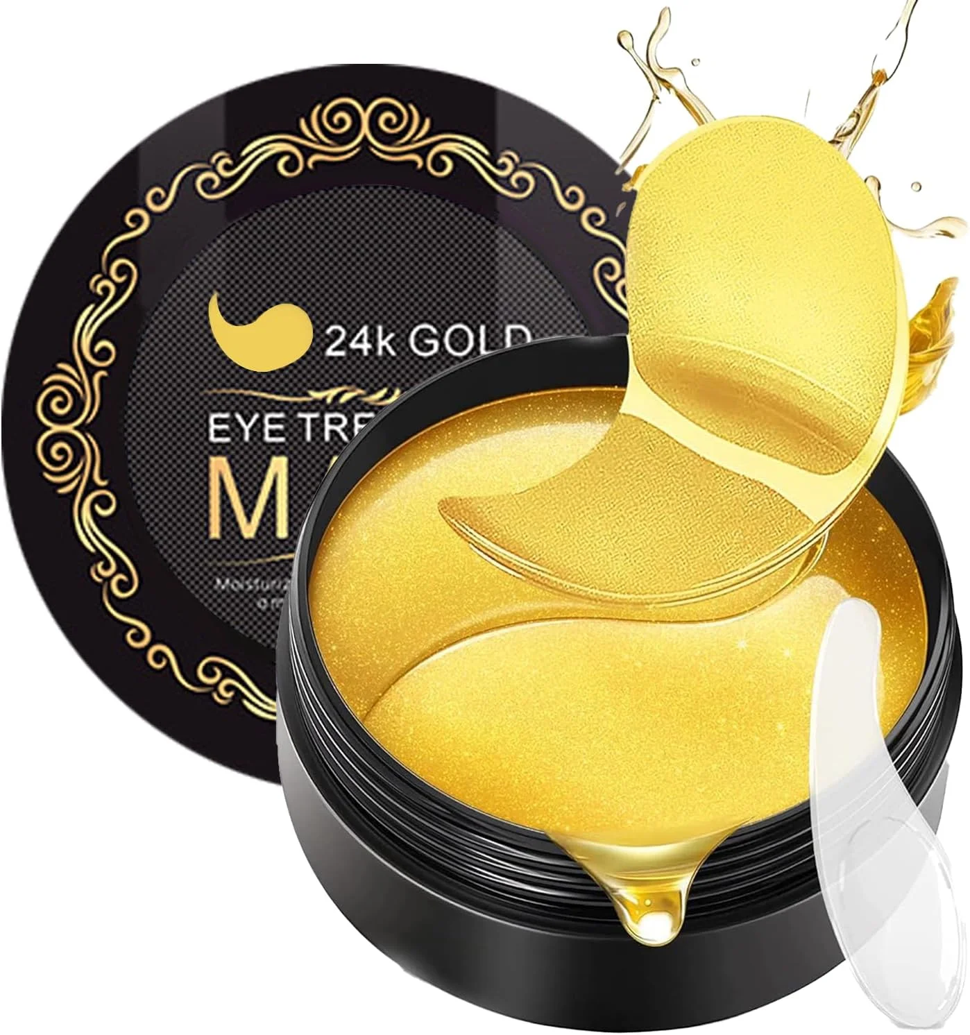 پد زیر چشم 60 عددی برای پف و سیاهی دور چشم، درمان چشم با طلای 24K، فرمول کلاژن و هیالورونیک اسید ضد چروک، ماسک مرطوب کننده چشم برای الاستیسیته