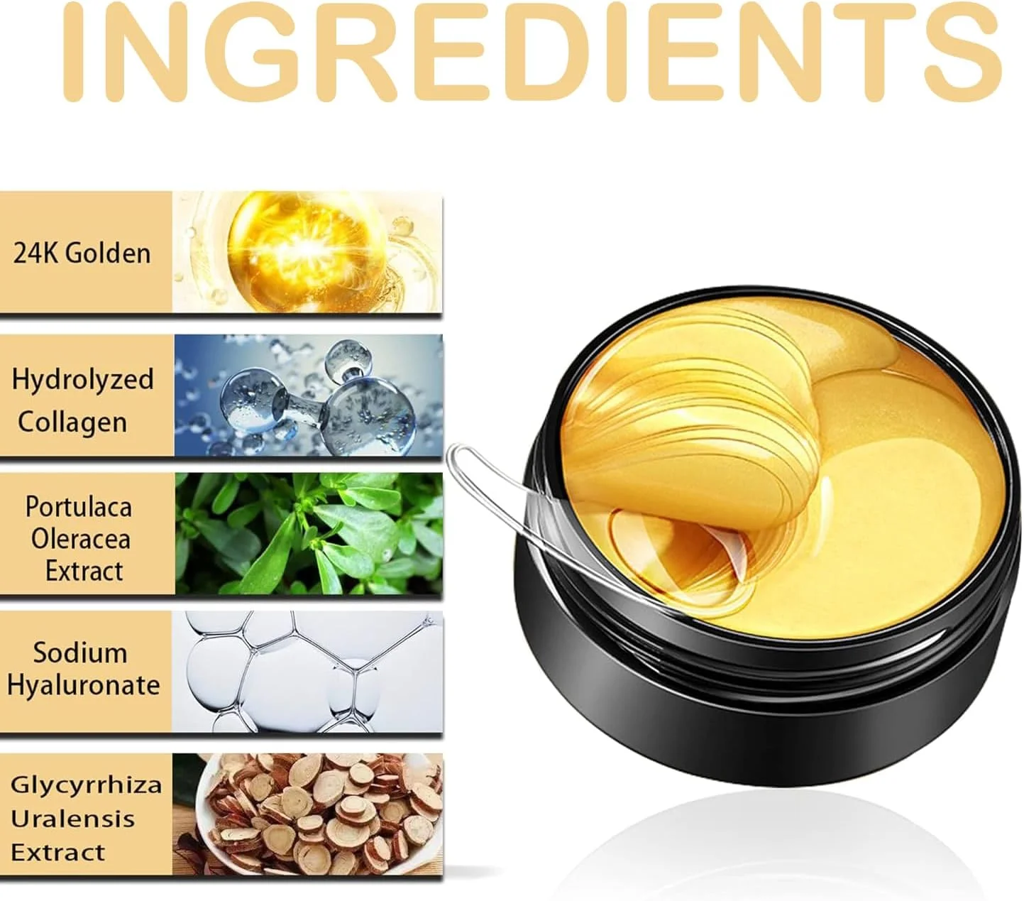 پد زیر چشم 60 عددی برای پف و سیاهی دور چشم، درمان چشم با طلای 24K، فرمول کلاژن و هیالورونیک اسید ضد چروک، ماسک مرطوب کننده چشم برای الاستیسیته پد زیر چشم 60 عددی برای پف و سیاهی دور چشم، درمان چشم با طلای 24K، فرمول کلاژن و هیالورونیک اسید ضد چروک، ماسک مرطوب کننده چشم برای الاستیسیته