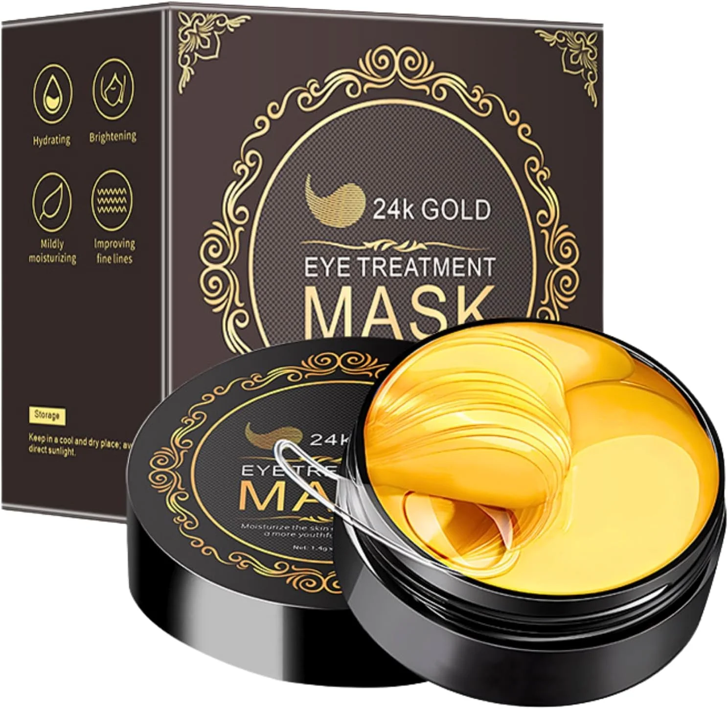 پد زیر چشم کلاژن 60 عددی برای سیاهی دور چشم، پف زیر چشم، ماسک زیر چشم کلاژن مراقبت کره ای، درمان سیاهی دور چشم، ماسک زیر چشم طلایی 24 عیار برای پف و چین و چروک