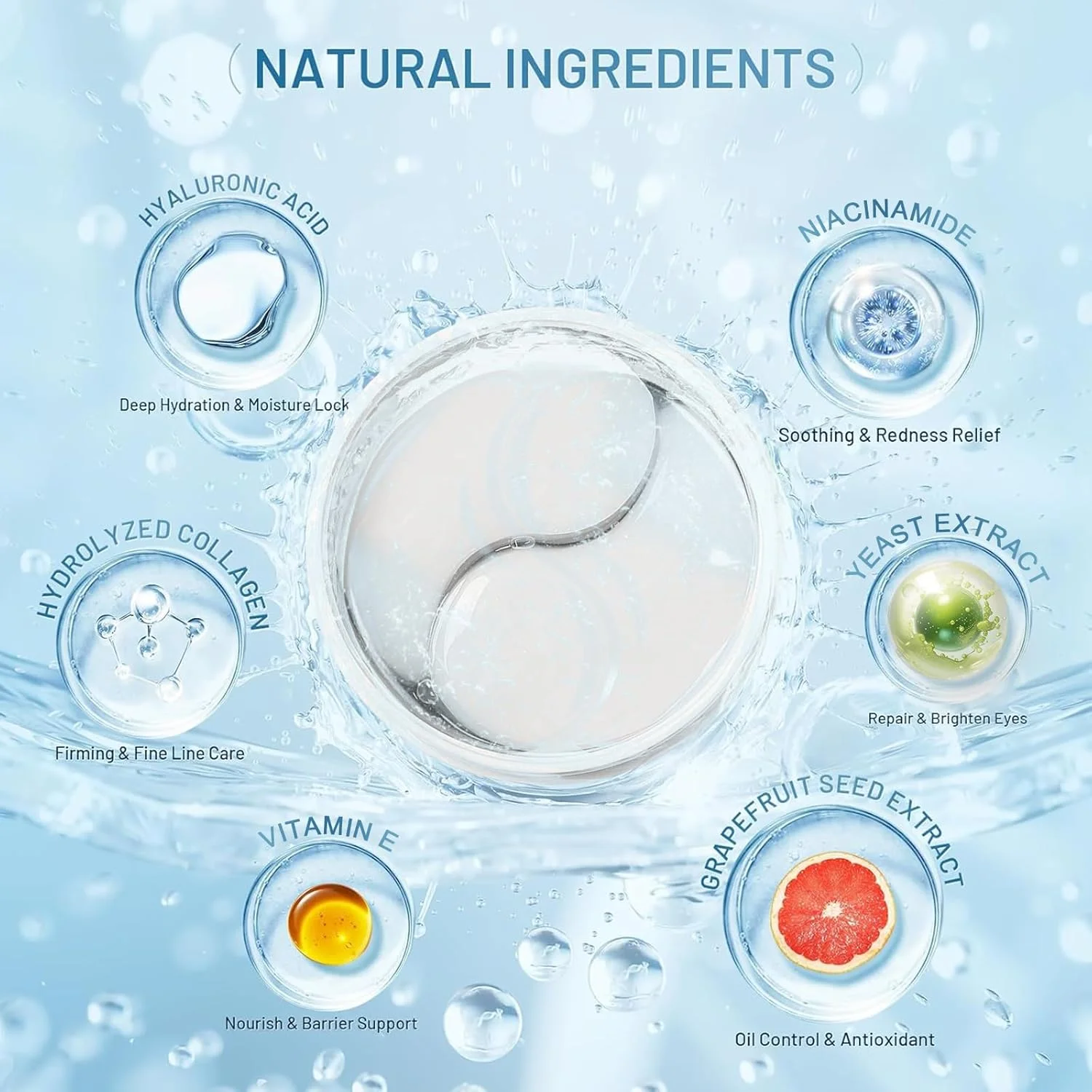 پچ های دور چشم بایو کلاژن - 30 جفت 丨 پچ زیر چشم برای حلقه های تیره، پف کردگی، خطوط ریز 丨 حاوی کلاژن وگان، اسید هیالورونیک، نیاسینامید، ویتامین E 丨 آبرسان، ضد پیری 丨 مراقبت از پوست کره ای