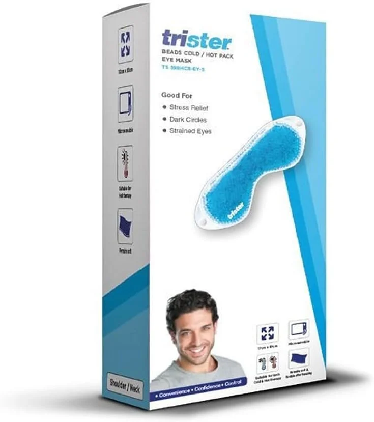 ماسک چشم دانه ای تریستر با قابلیت استفاده سرد و گرم سایز کوچک TS‑598HCB‑EY‑S - درمان تسکین دهنده گرم یا سرد، قابل استفاده در مایکروویو و فریزر، 17×17 سانتی متر، برای کاهش استرس، سیاهی دور چشم و خستگی چشم