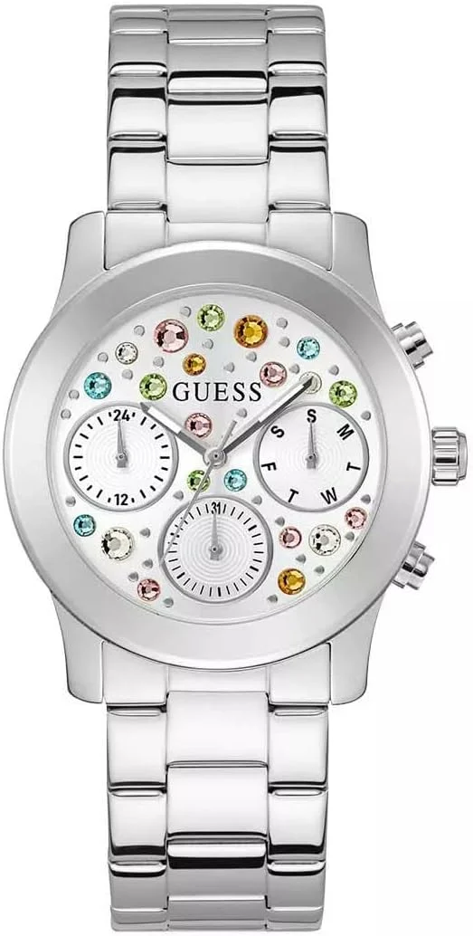 ساعت مچی چندکاره نقره ای رنگ با کریستال GUESS