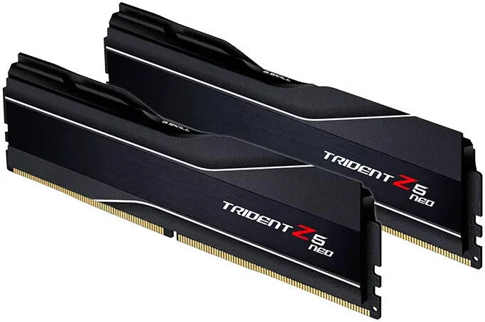 رم دسکتاپ دو کاناله G.Skill Trident Z5 Neo با ظرفیت 64 گیگابایت (2x32GB)، سرعت 6000 MT/s، تاخیر CL30-40-40-96، AMD EXPO، ولتاژ 1.40V، رنگ مشکی | F5-6000J3040G32GX2-TZ5N