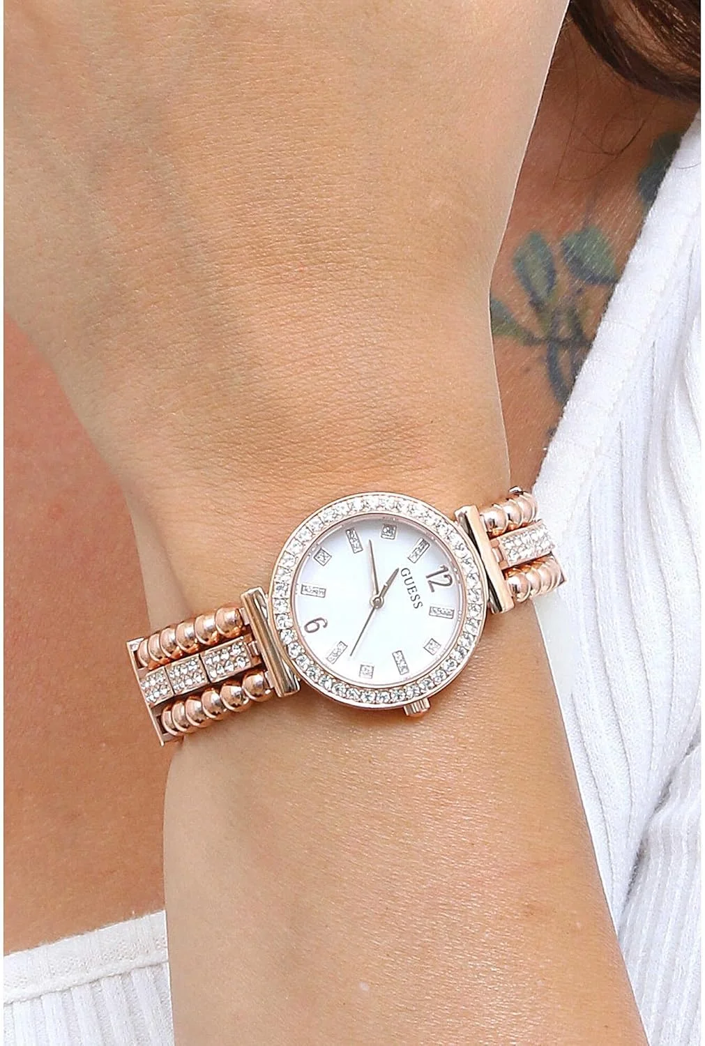 ساعت مچی عقربهای زنانه گس مدل US با بند رزگلد و نگیندار ساعت مچی عقربهای زنانه گس مدل US با بند رزگلد و نگیندار