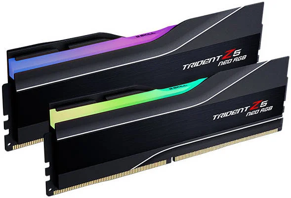 کیت حافظه دسکتاپ 32 گیگابایتی (2x16GB) G.SKILL Trident Z5 NEO RGB DDR5، سرعت حافظه 6400 مگاهرتز، تاخیر CL32 CAS، AMD EXPO، ولتاژ حافظه 1.4 ولت، بدون بافر Non ECC، 288 پین | F5-6400J3239G16GX2-TZ5NR