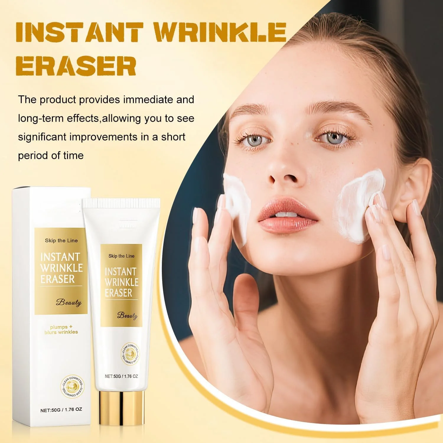 کرم سفت کننده پوست و لیفت فوری صورت، سرم رفع چروک فوری، لوسیون ضد پیری صورت و بدن، کرم دور چشم ضد پیری (2 عدد)