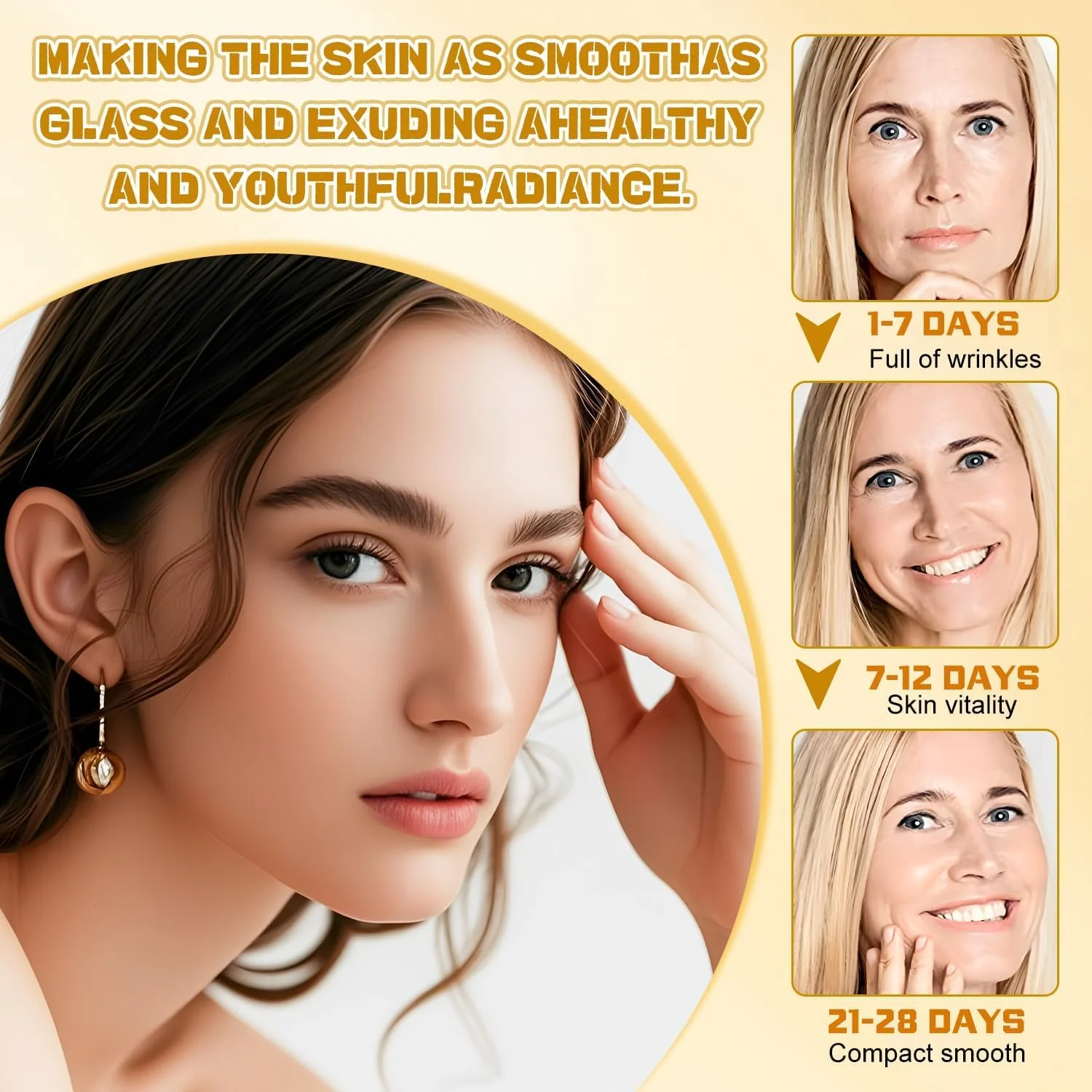 کرم سفت کننده پوست و لیفت فوری صورت، سرم رفع چروک فوری، لوسیون ضد پیری صورت و بدن، کرم دور چشم ضد پیری (2 عدد)