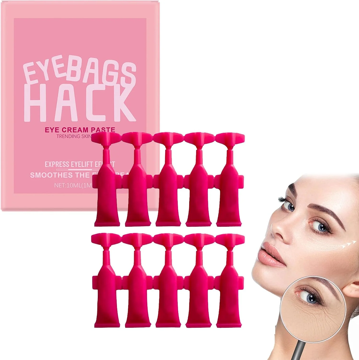 کرم دور چشم برای رفع تیرگی، کرم دور چشم ضد پیری، 10 عدد سرم دور چشم 1 میلی لیتری، مینی تیوب برای رفع پف و چین و چروک، مراقبت از چشم کاهش دهنده تورم، سفت کننده و صاف کننده چشم، بهبود پوسته پوسته شدن