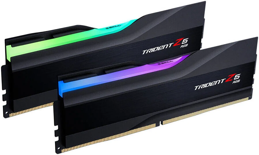 کیت حافظه دسکتاپ دو کاناله G.SKILL Trident Z5 RGB Series با ظرفیت 64 گیگابایت (2x32GB) DDR5، سرعت حافظه 6000 MT/s، تاخیر CL32-38-38-96، ولتاژ 1.40، Intel XMP 3.0، 288-Pin، مشکی | F5-6000J3238G32GX2-TZ5RK