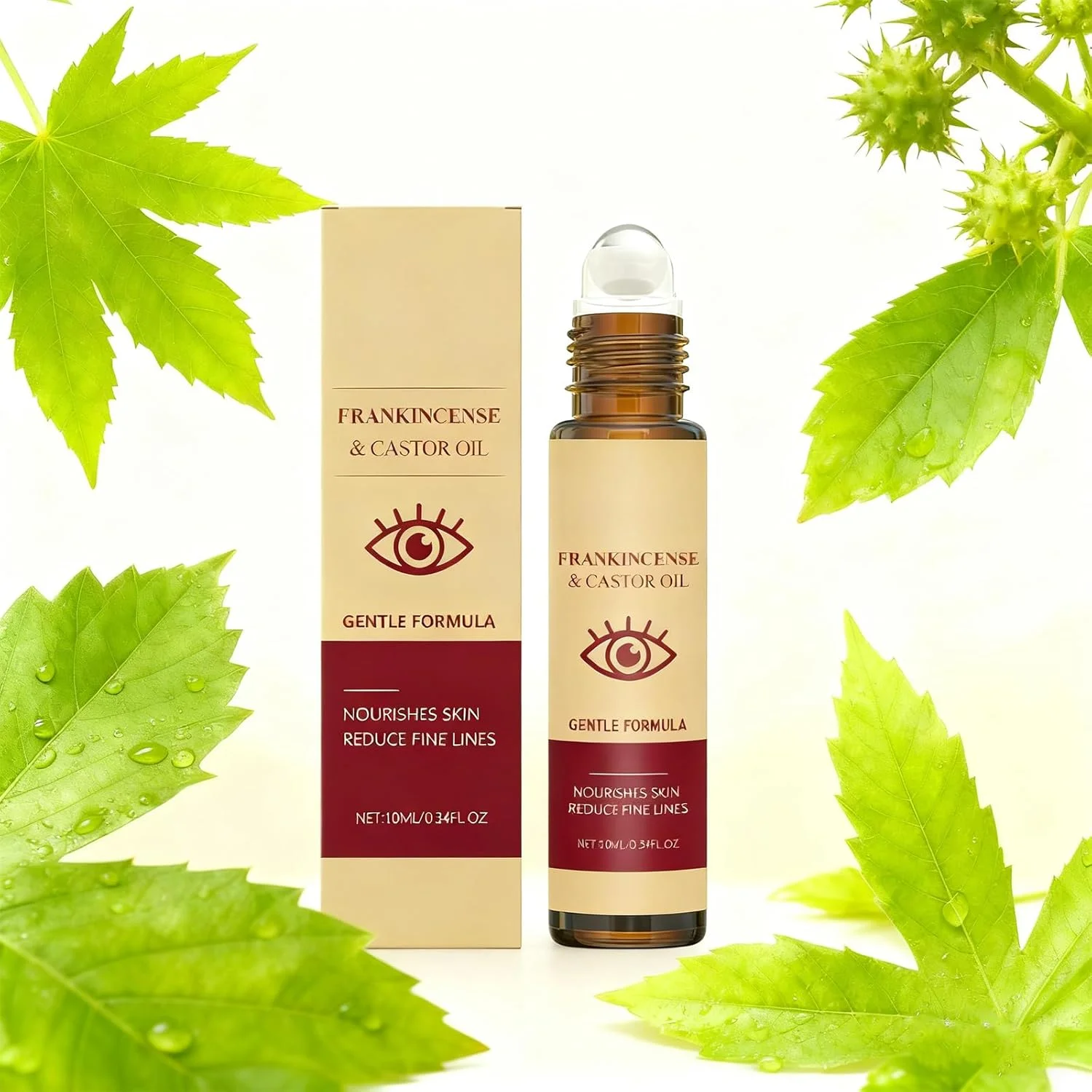 غلتک روغن کرچک چشم، غلتکی زیر چشم برای کاهش چین و چروک، پف، کیسه های چشم، حلقه های تیره، درمان تسکین دهنده زیر چشم برای پوست روشن تر و محکم تر، روشن کننده حلقه های تیره (10 میلی لیتر)