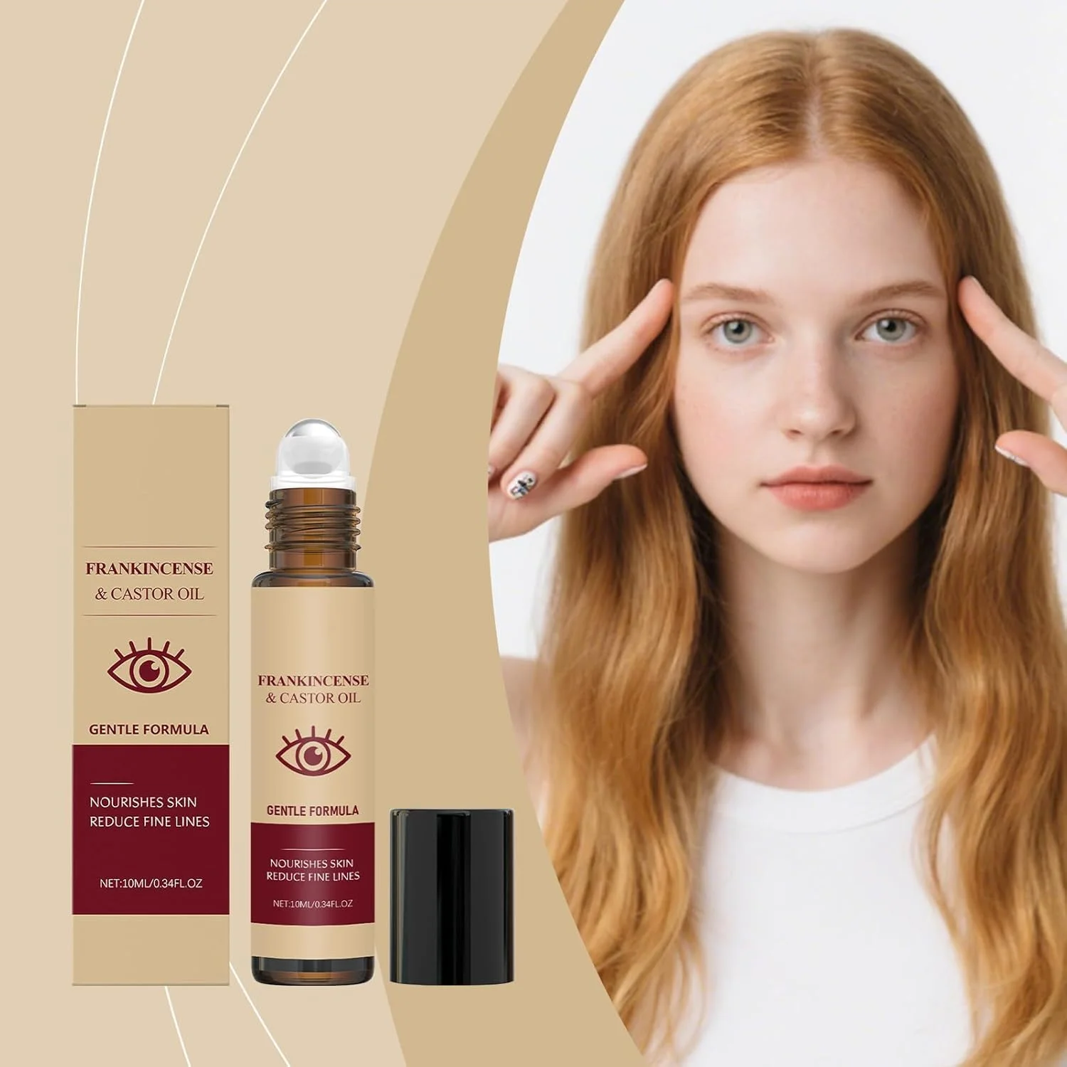 غلتک روغن کرچک چشم، غلتکی زیر چشم برای کاهش چین و چروک، پف، کیسه های چشم، حلقه های تیره، درمان تسکین دهنده زیر چشم برای پوست روشن تر و محکم تر، روشن کننده حلقه های تیره (10 میلی لیتر)