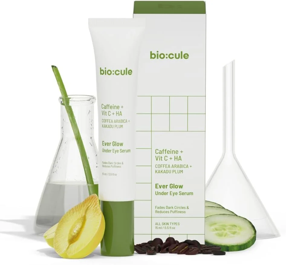 سرم دور چشم Biocule Ever Glow برای سیاهی و پف زیر چشم، حاوی کافئین، ویتامین C و هیالورونیک اسید، 15 میلی لیتر