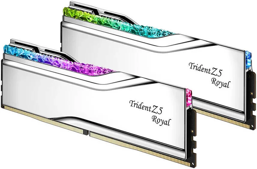 رم دسکتاپ دو کاناله 32 گیگابایتی (2x16GB) G.SKILL Trident Z5 Royal DDR5، سرعت حافظه 6400 MT/s، تاخیر CL32-39-39-102، ولتاژ 1.40، سازگار با Intel XMP 3.0، نقره ای | F5-6400J3239G16GX2-TR5S رم دسکتاپ دو کاناله 32 گیگابایتی (2x16GB) G.SKILL Trident Z5 Royal DDR5، سرعت حافظه 6400 MT/s، تاخیر CL32-39-39-102، ولتاژ 1.40، سازگار با Intel XMP 3.0، نقره ای | F5-6400J3239G16GX2-TR5S