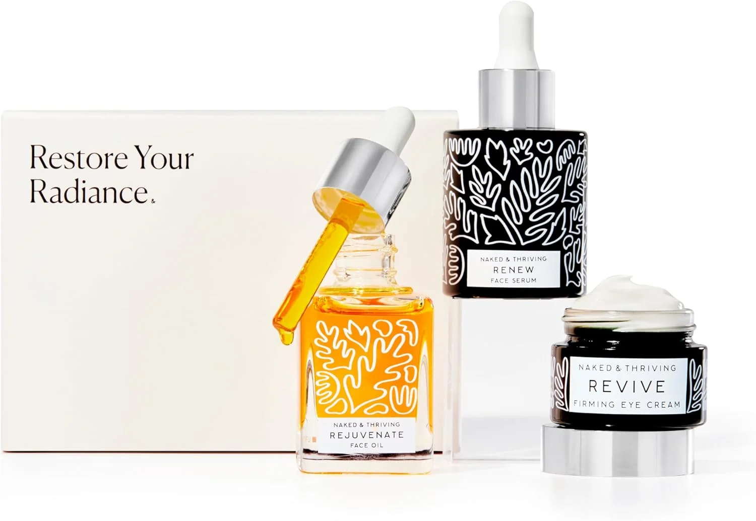 مجموعه روتین شبانه احیا کننده | سرم شبانه بازسازی کننده (30 میلی لیتر) + کرم دور چشم احیا کننده (15 میلی لیتر) + روغن صورت جوان کننده (35 میلی لیتر) حاوی پپتیدها، اسکوالان، اسید هیالورونیک و آلفا هیدروکسی اسیدهای میوه (مجموعه 3 عددی)