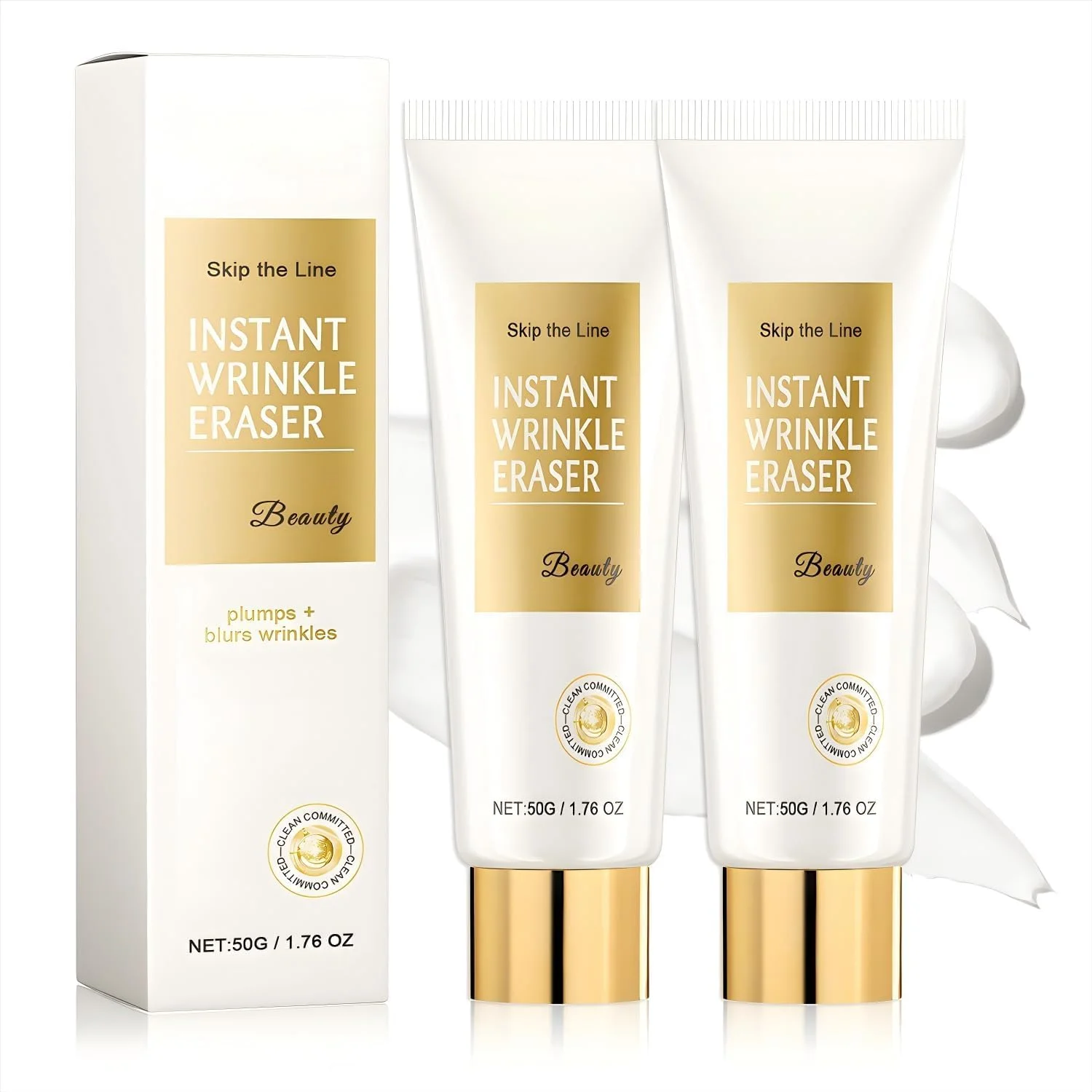 کرم محو کننده فوری چروک، کرم لیفت فوری صورت، کرم ضد چروک قابل توجه، سرم رفع کننده فوری چروک، لوسیون ضد پیری فوری زیبایی برای صورت و بدن (2 عدد)