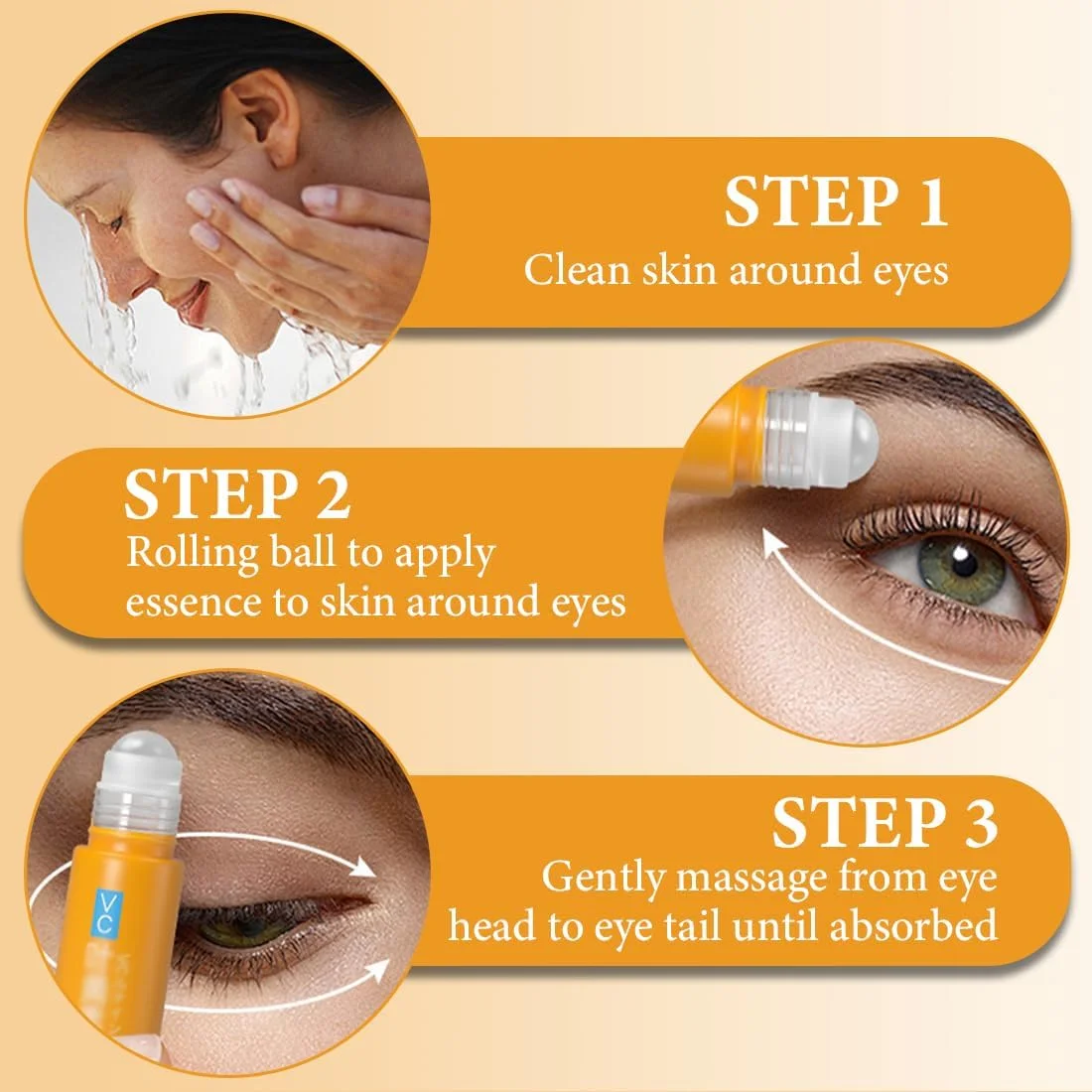 روغن سرم لوتئین ضد چروک، سرم ضد چروک Vc، روغن لوتئین ضد چروک Vc، سرم ضد پیری چشم برای رفع چین و چروک، پف و سیاهی دور چشم، بسته 4 عددی