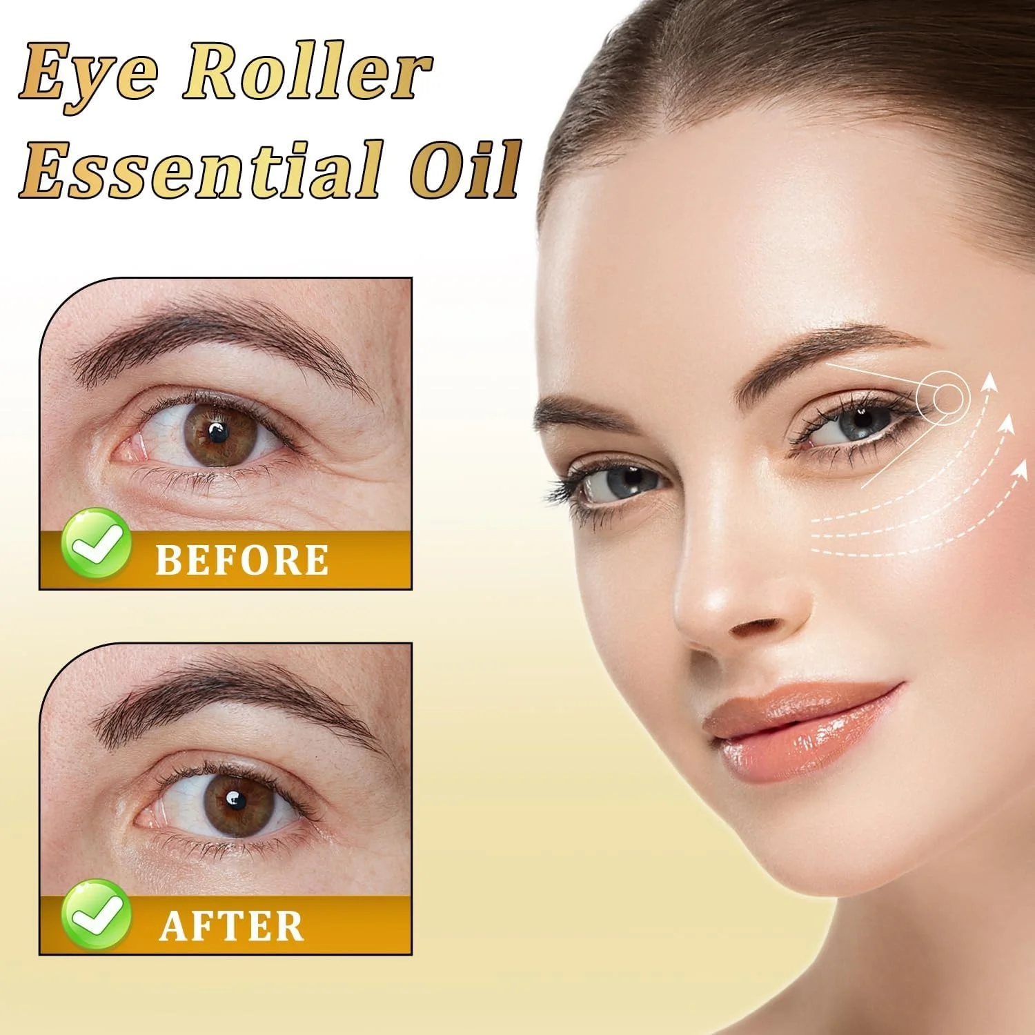 غلتک روغن کرچک Azonee Time Eraser، 8 میلی لیتر، غلتک زیر چشم برای کاهش چین و چروک، پف و سیاهی دور چشم، غنی شده با روغن کرچک و کندر، 2 عدد