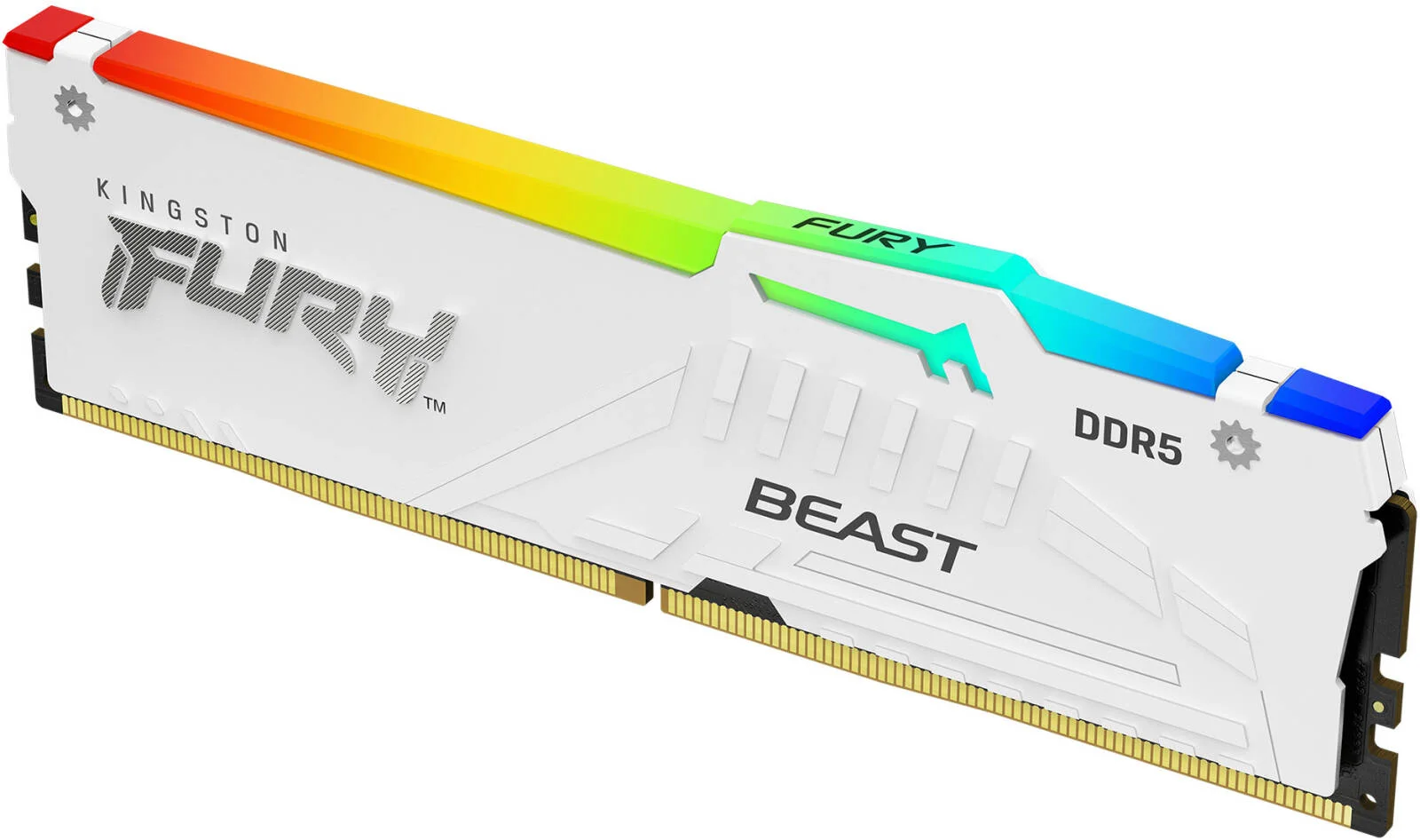 کینگستون FURY Beast 16GB DDR5 RGB حافظه دسکتاپ، سرعت حافظه 6000MT/s، تاخیر CL30 CAS، ولتاژ 1.4، 288-Pin، Intel XMP / AMD EXPO، سفید | KF560C30BWEA-16