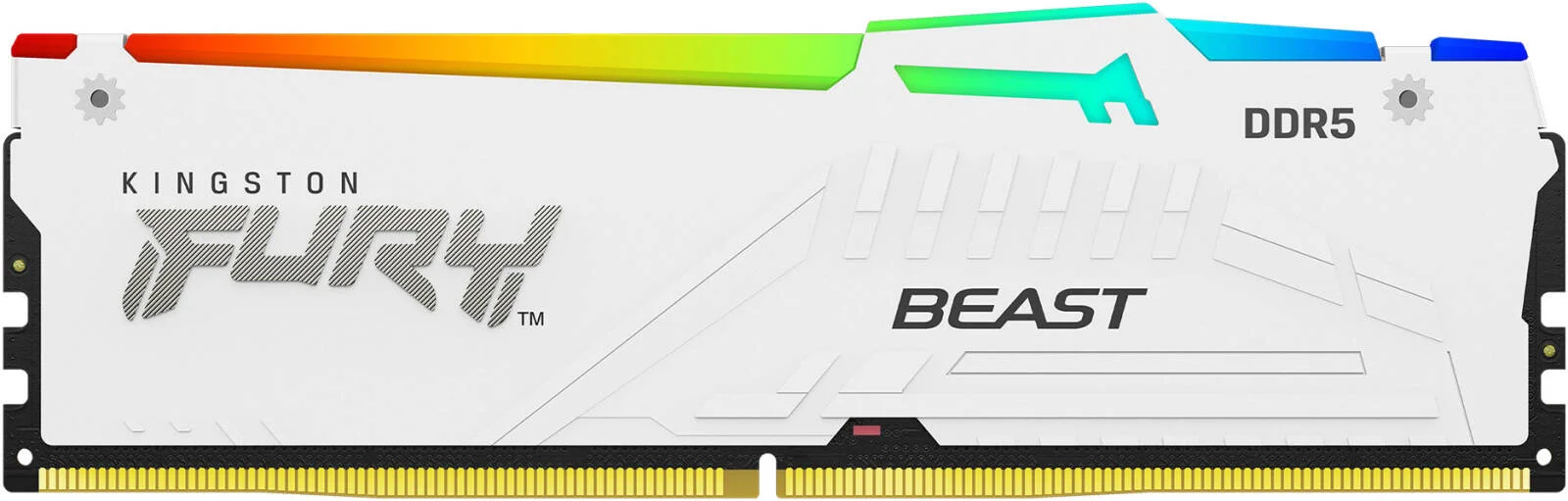 کینگستون FURY Beast 16GB DDR5 RGB حافظه دسکتاپ، سرعت حافظه 6000MT/s، تاخیر CL30 CAS، ولتاژ 1.4، 288-Pin، Intel XMP / AMD EXPO، سفید | KF560C30BWEA-16