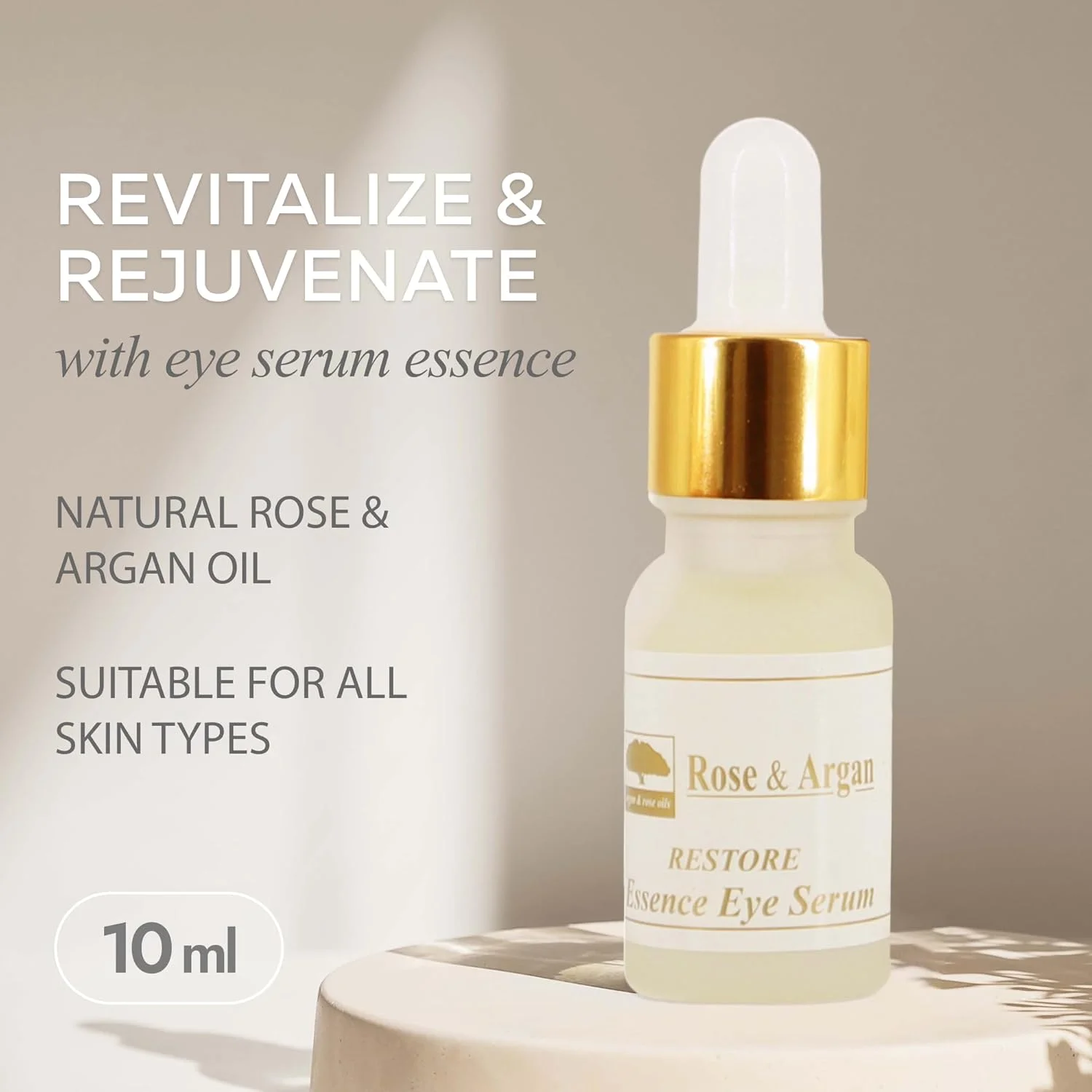 سرم دور چشم اسانس آروماتراپی برای سیاهی و پف زیر چشم با روغن گل رز و آرگان - درمان ضد پیری دور چشم، 10 میلی لیتر