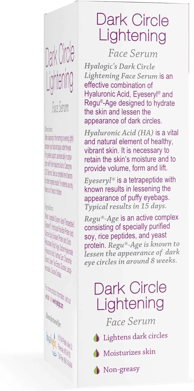 سرم روشن کننده دور چشم هیاالوژیک - درمان تیرگی زیر چشم با اسید هیالورونیک، Eveseryl و Regu-Age - تسکین دهنده، مغذی و احیا کننده پوست - 30 میلی لیتر