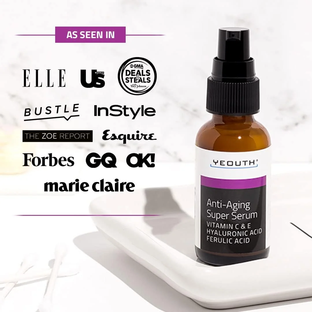 سرم فوق العاده ضد پیری یوث، حاوی اسید فرولیک، اسید هیالورونیک، ویتامین C و E، 30 میلی لیتر