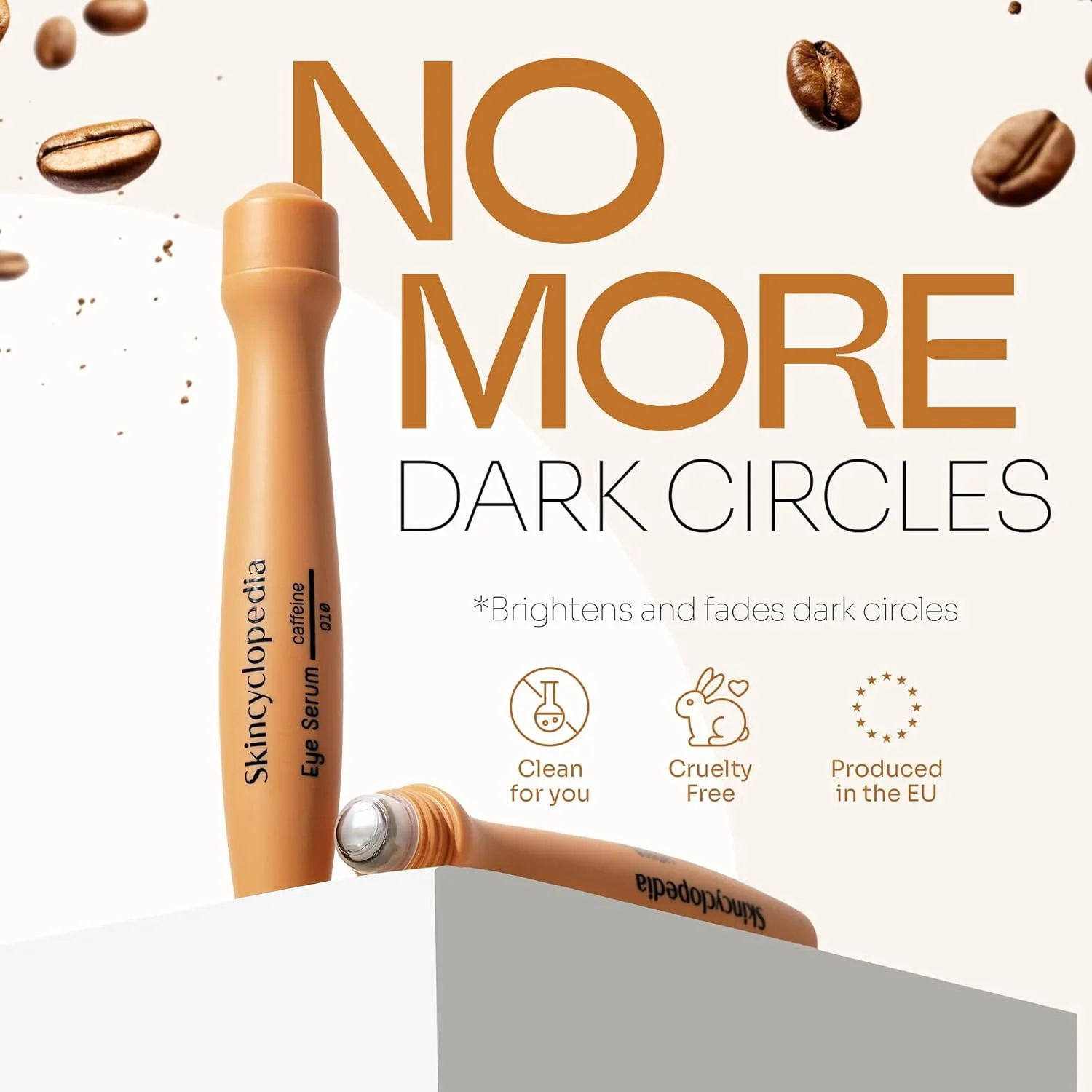 غلتک دور چشم کافئین Skincyclopedia خنک کننده با Q10 و اسید هیالورونیک، سرم دور چشم برای رفع سیاهی و پف زیر چشم، غلتک دور چشم ضد پیری، مراقبت از پوست با کافئین، مراقبت از چشم، 15 میلی لیتر